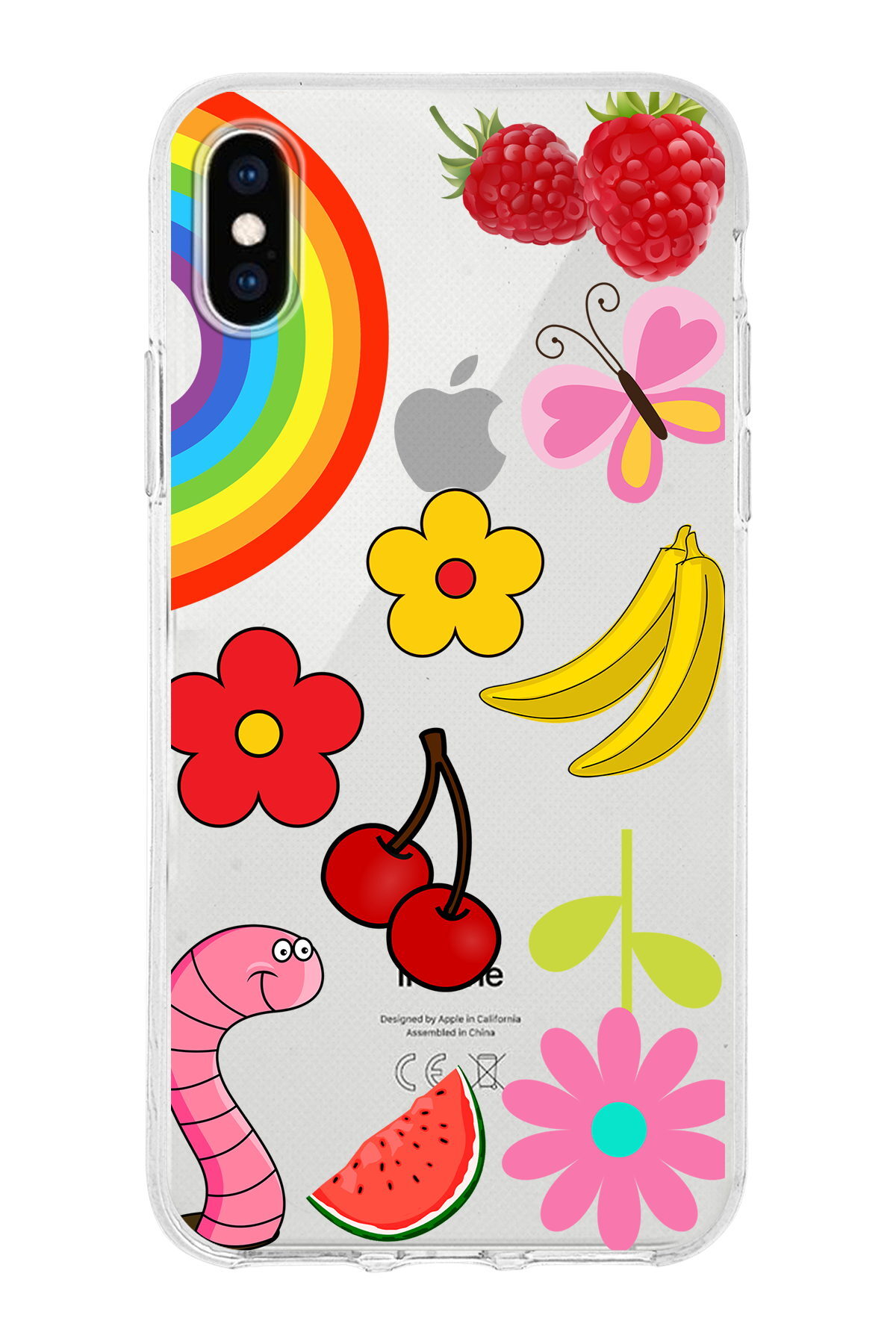 Apple  iPhone XS ile Uyumlu 1mm Slim Fit Water Color 5 Baskılı Şeffaf  Kılıf