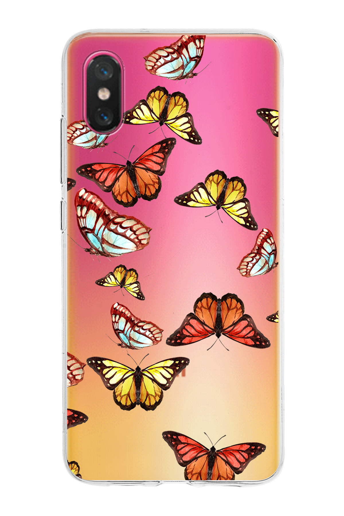 Xiaomi Mi 8 Pro ile Uyumlu 1mm Slim Fit Water Color 2 Baskılı Şeffaf  Kılıf