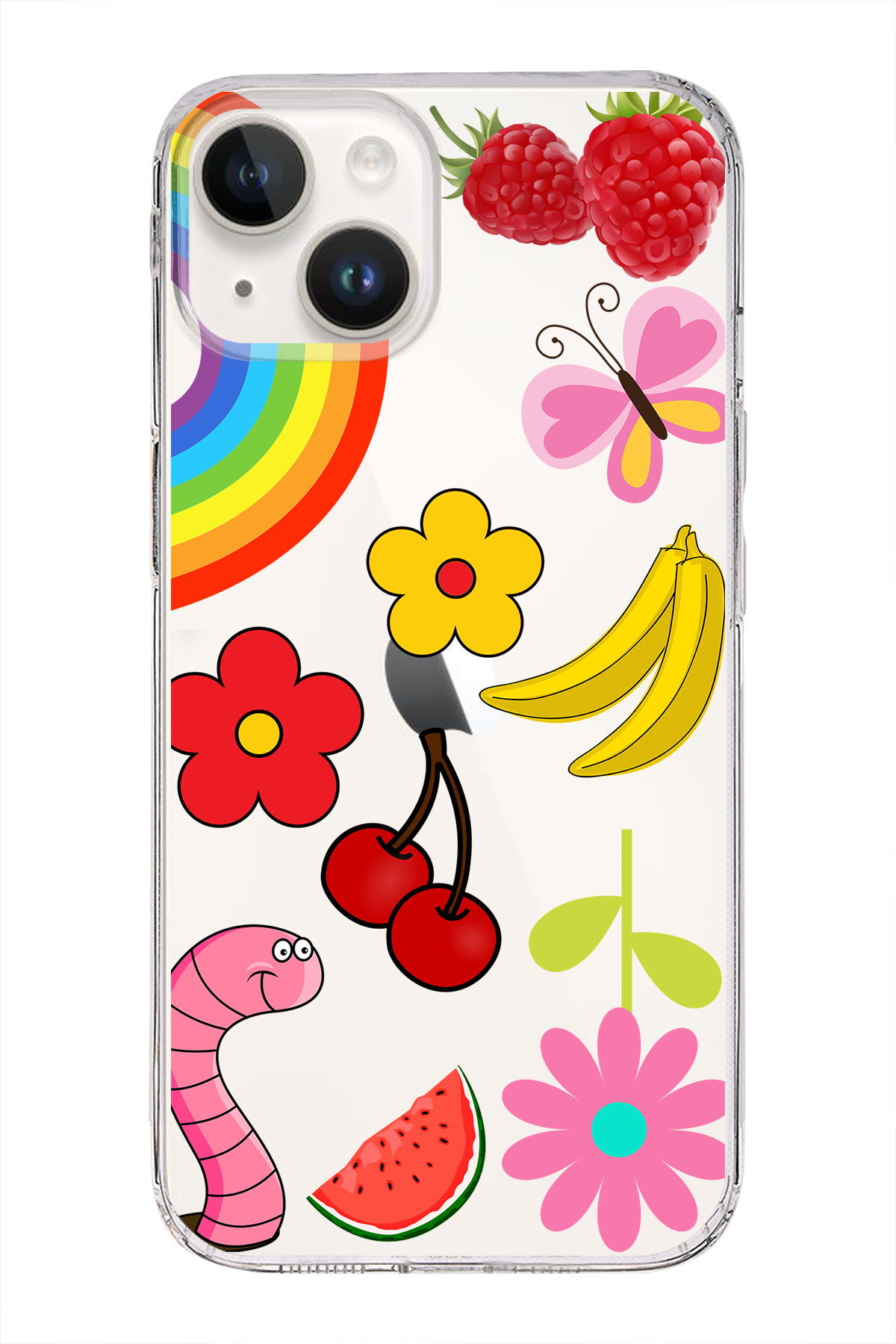 Apple  iPhone 14 Plus ile Uyumlu 1mm Slim Fit Water Color 5 Baskılı Şeffaf  Kılıf