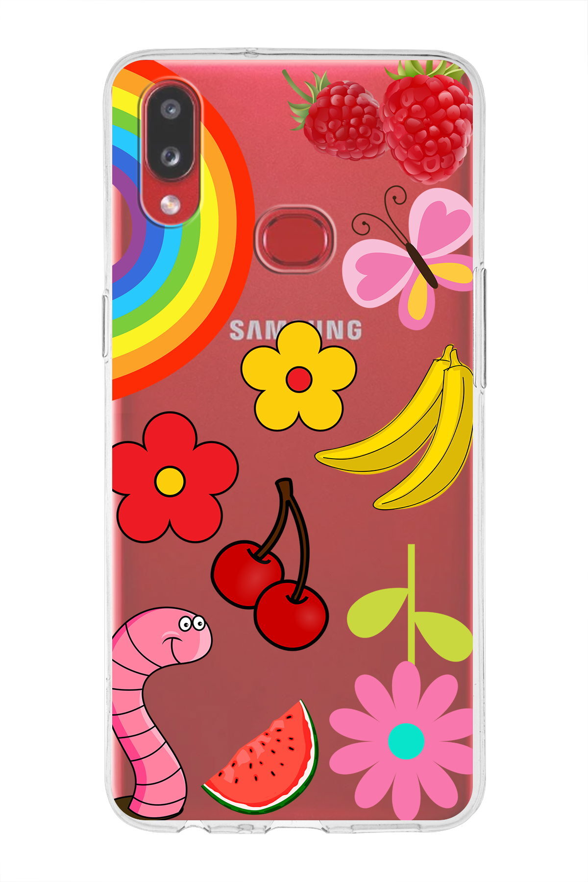 Samsung Galaxy A10s ile Uyumlu 1mm Slim Fit Water Color 5 Baskılı Şeffaf  Kılıf