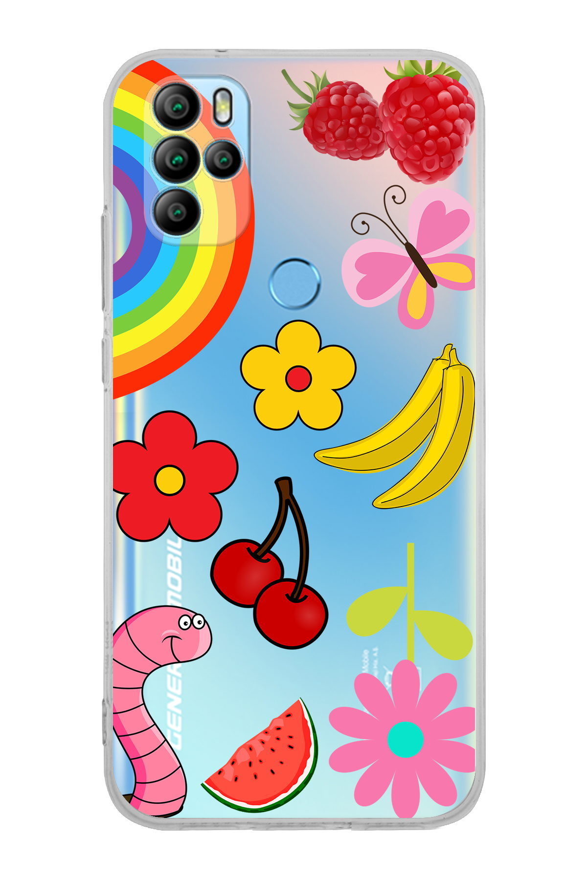 General Mobile GM 21 Pro ile Uyumlu 1mm Slim Fit Water Color 5 Baskılı Şeffaf  Kılıf