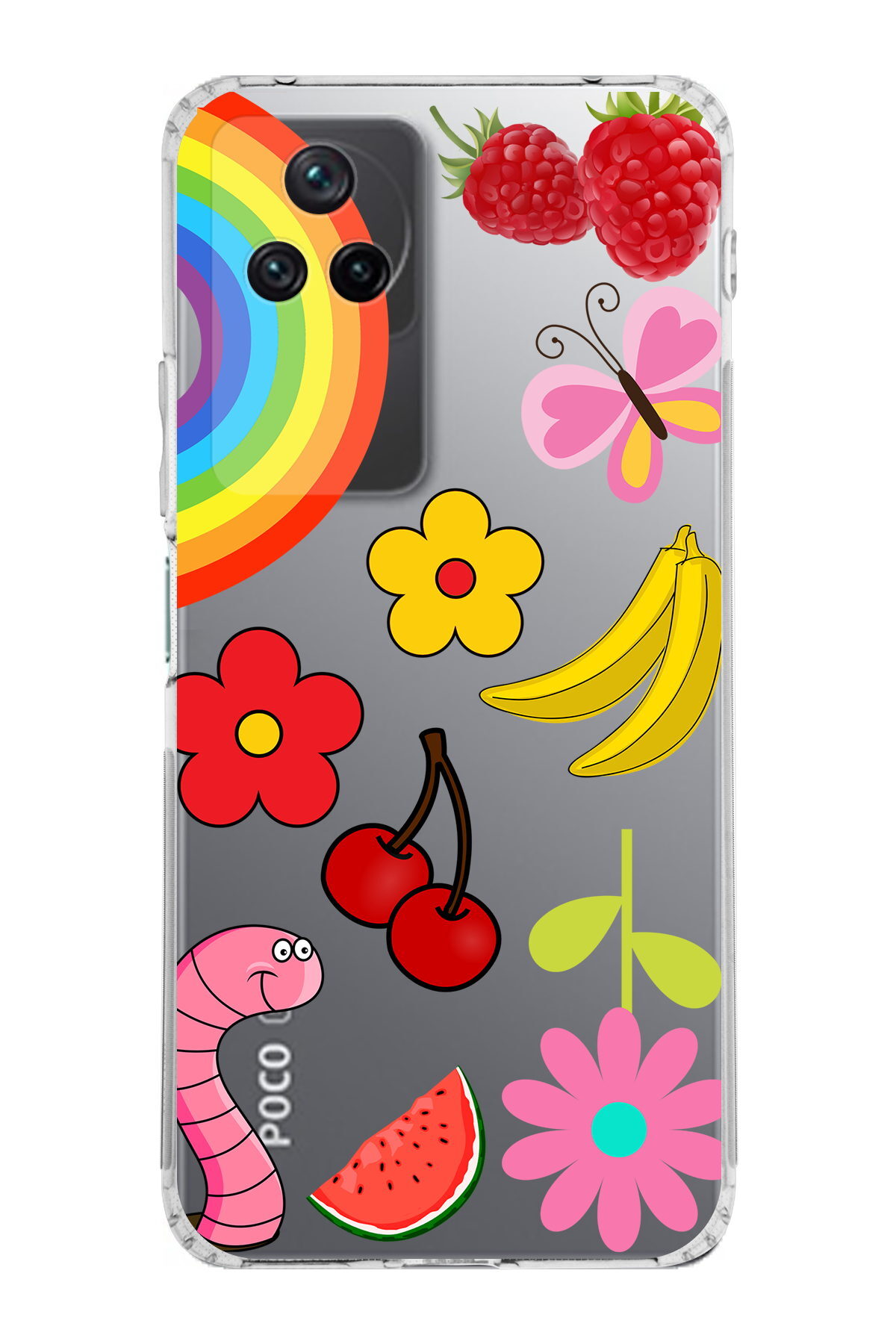 Xiaomi Poco F4 ile Uyumlu 1mm Slim Fit Water Color 5 Baskılı Şeffaf  Kılıf