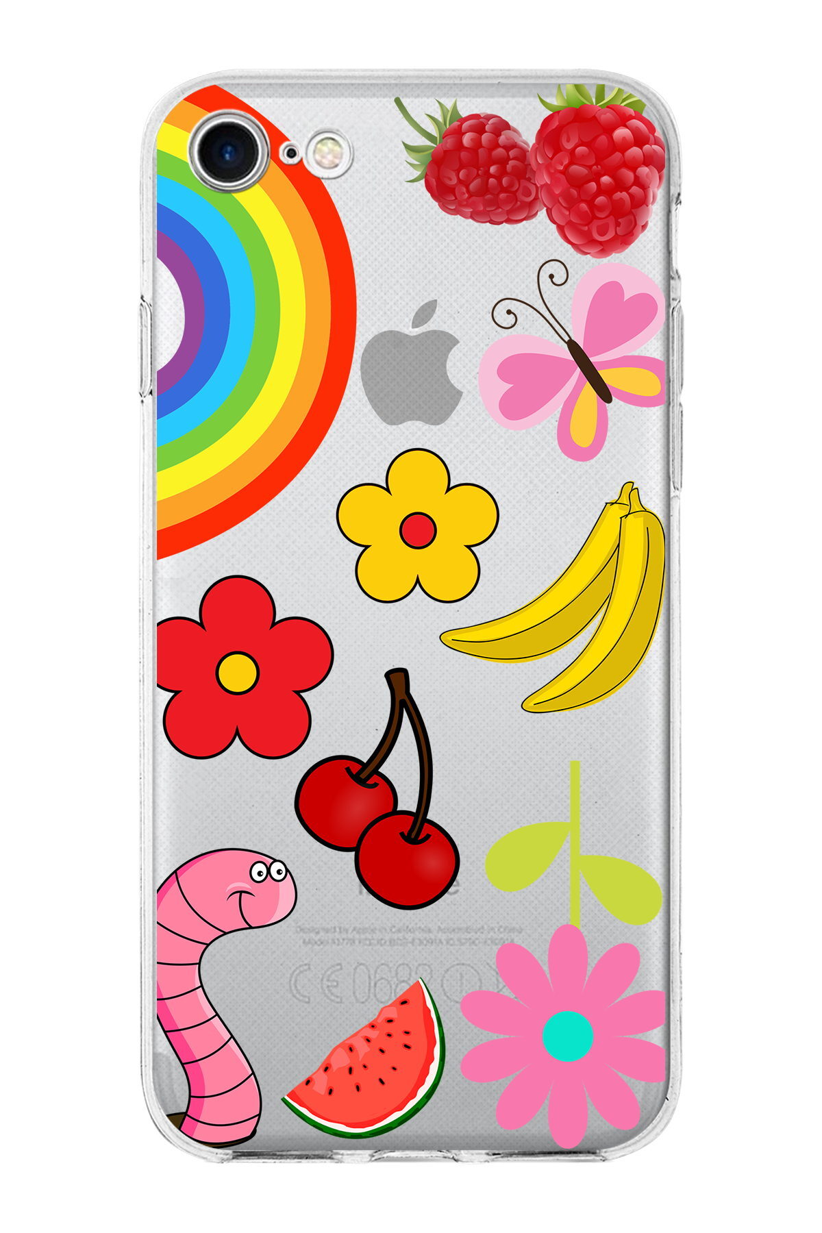 Apple  iPhone 8 ile Uyumlu 1mm Slim Fit Water Color 5 Baskılı Şeffaf  Kılıf