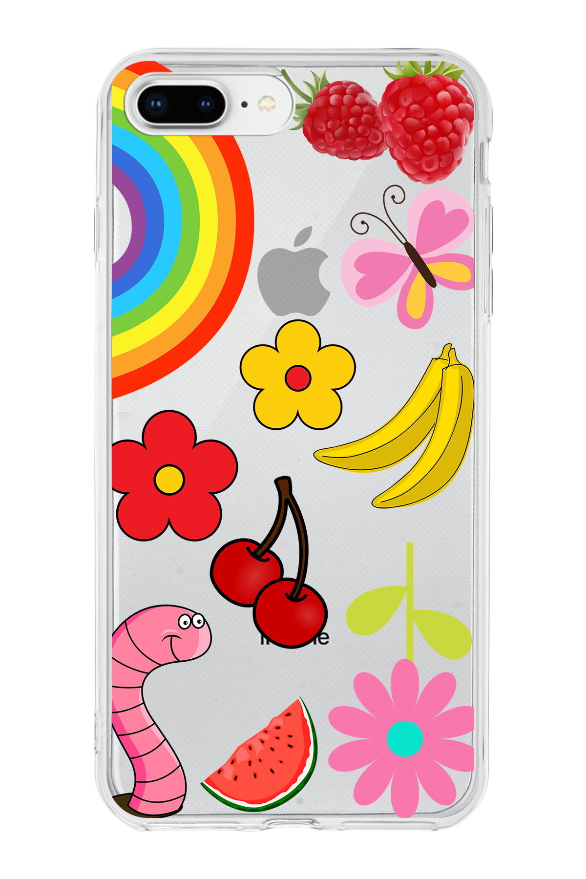 Apple  iPhone 8 Plus ile Uyumlu 1mm Slim Fit Water Color 5 Baskılı Şeffaf  Kılıf