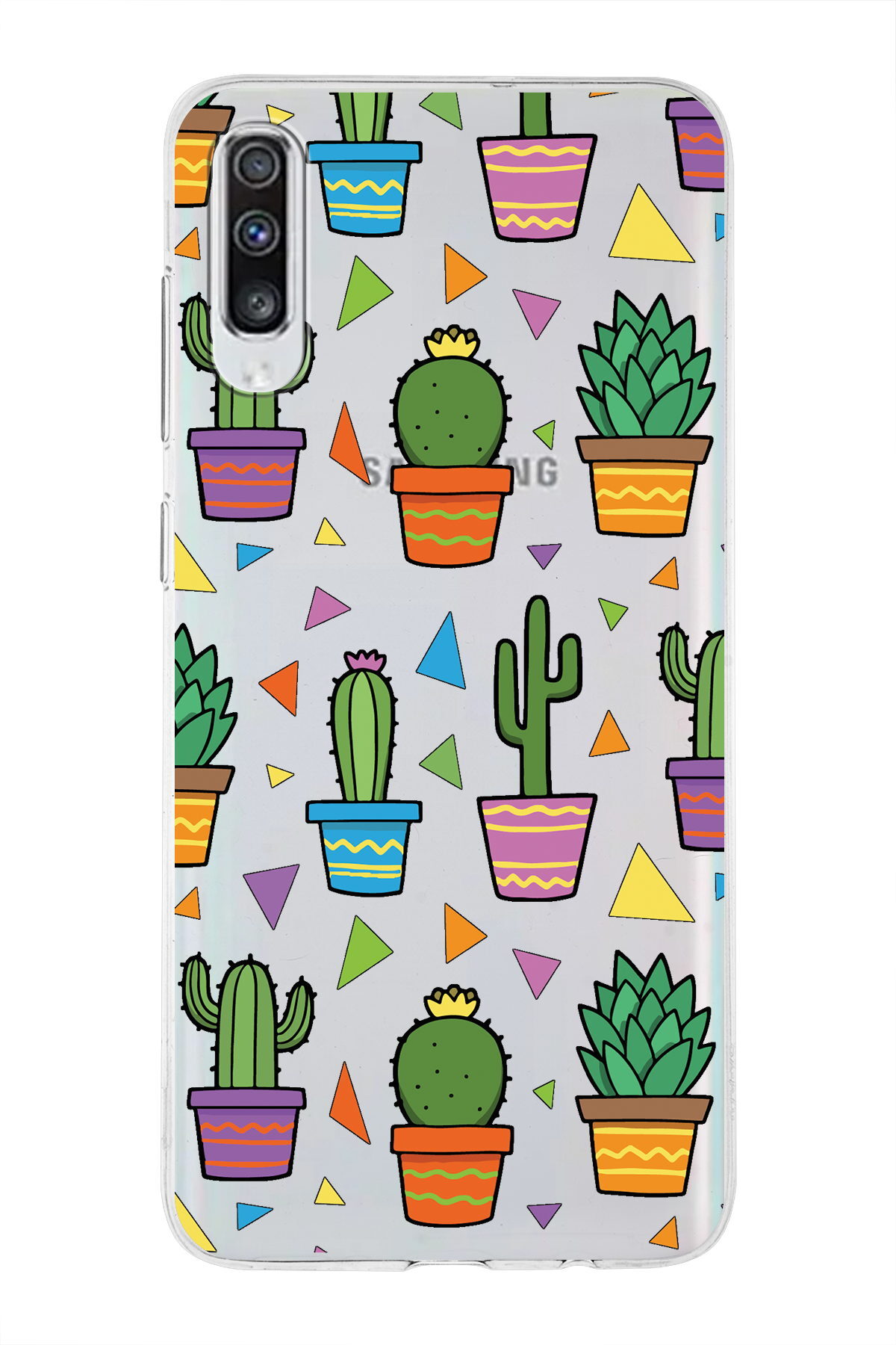 Samsung Galaxy A70 ile Uyumlu 1mm Slim Fit Water Color 4 Baskılı Şeffaf  Kılıf