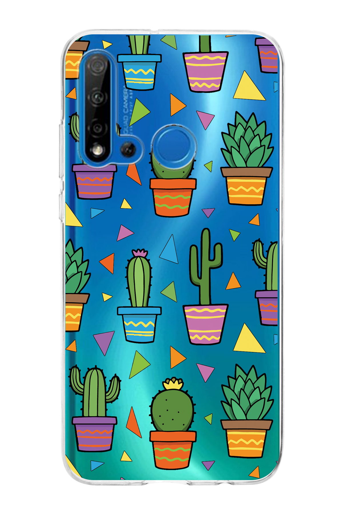 Huawei P20 Lite 2019 ile Uyumlu 1mm Slim Fit Water Color 4 Baskılı Şeffaf  Kılıf