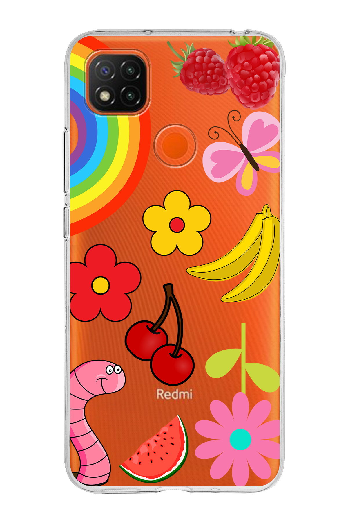 Xiaomi Redmi 9C ile Uyumlu 1mm Slim Fit Water Color 5 Baskılı Şeffaf  Kılıf