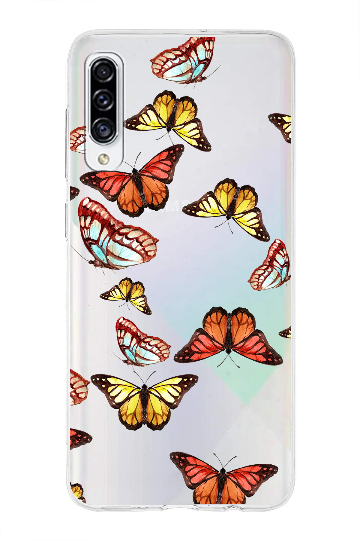 Samsung Galaxy A30s ile Uyumlu 1mm Slim Fit Water Color 2 Baskılı Şeffaf  Kılıf