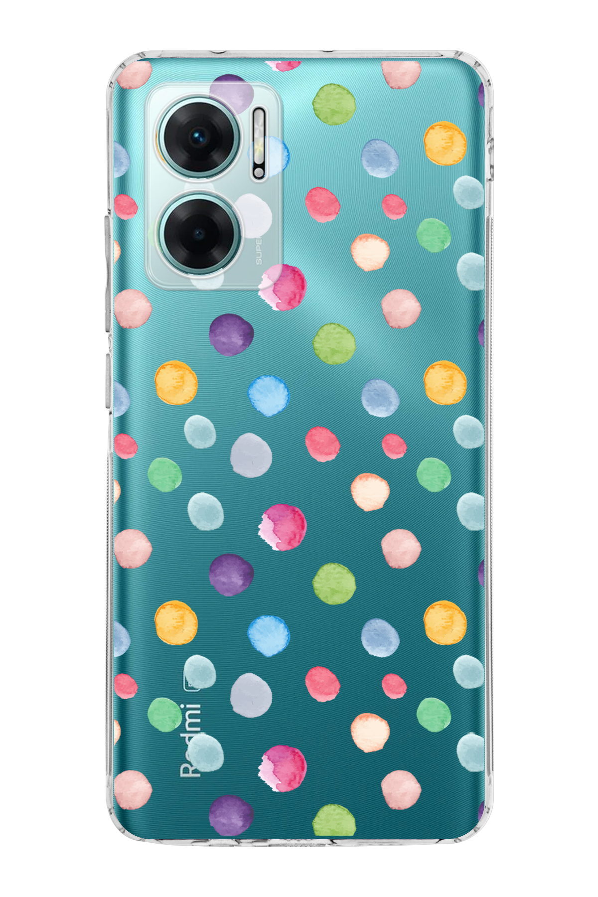 Xiaomi Redmi Note 11E ile Uyumlu 1mm Slim Fit Water Color 6 Baskılı Şeffaf  Kılıf