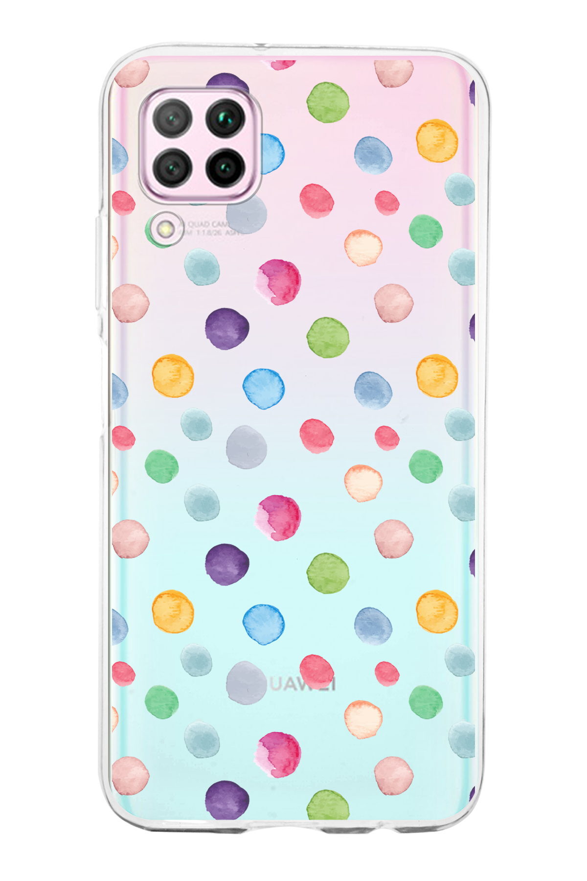 Huawei P40 Lite ile Uyumlu 1mm Slim Fit Water Color 6 Baskılı Şeffaf  Kılıf