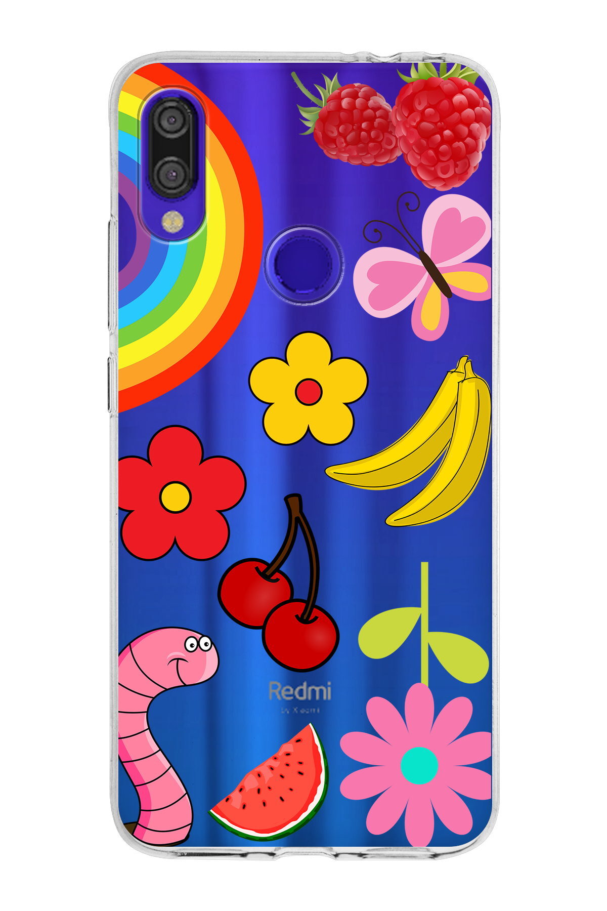 Xiaomi Redmi Note 7 Pro ile Uyumlu 1mm Slim Fit Water Color 5 Baskılı Şeffaf  Kılıf