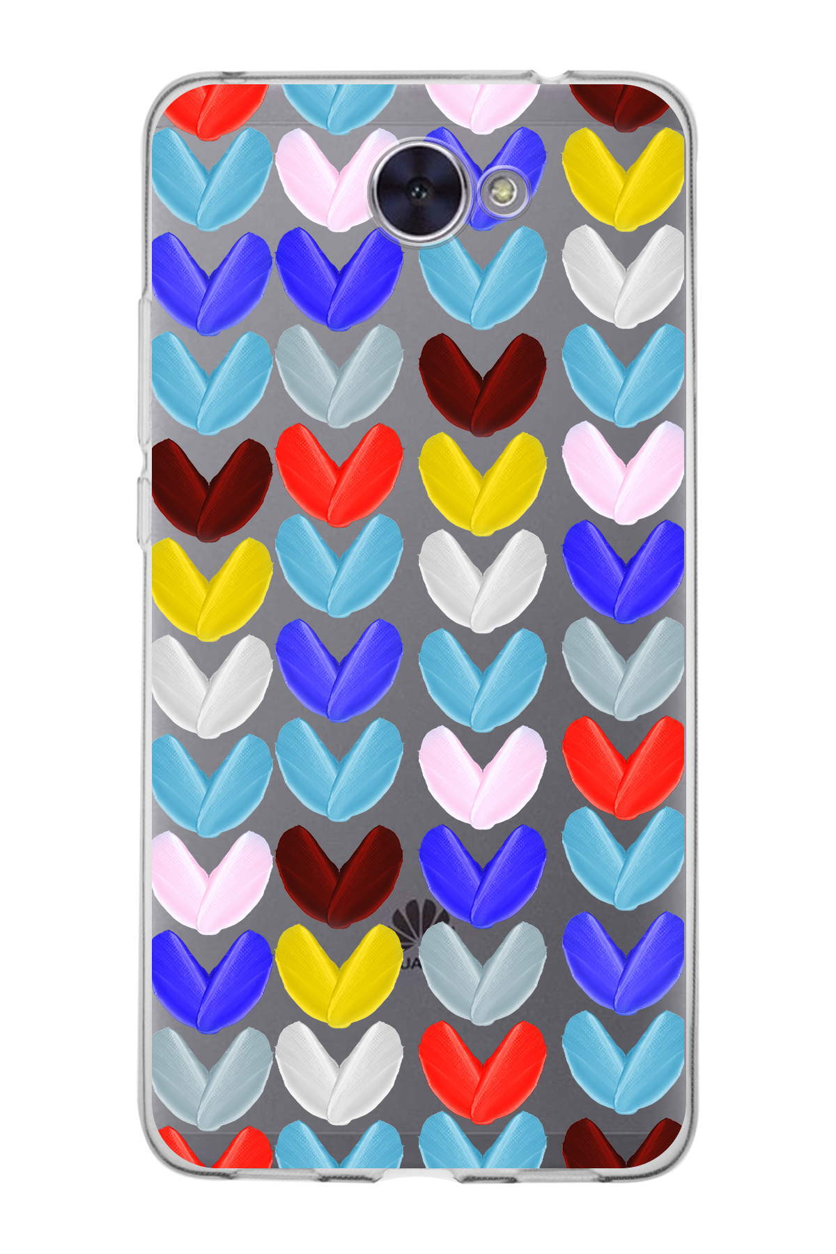 Huawei Y7 2017 ile Uyumlu 1mm Slim Fit Water Color 1 Baskılı Şeffaf  Kılıf