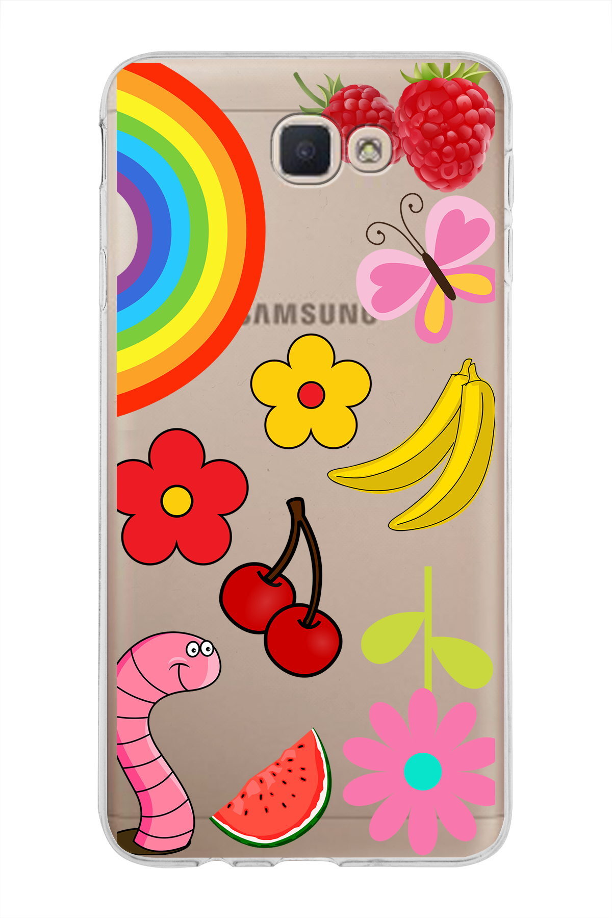 Samsung Galaxy J7 Prime ile Uyumlu 1mm Slim Fit Water Color 5 Baskılı Şeffaf  Kılıf