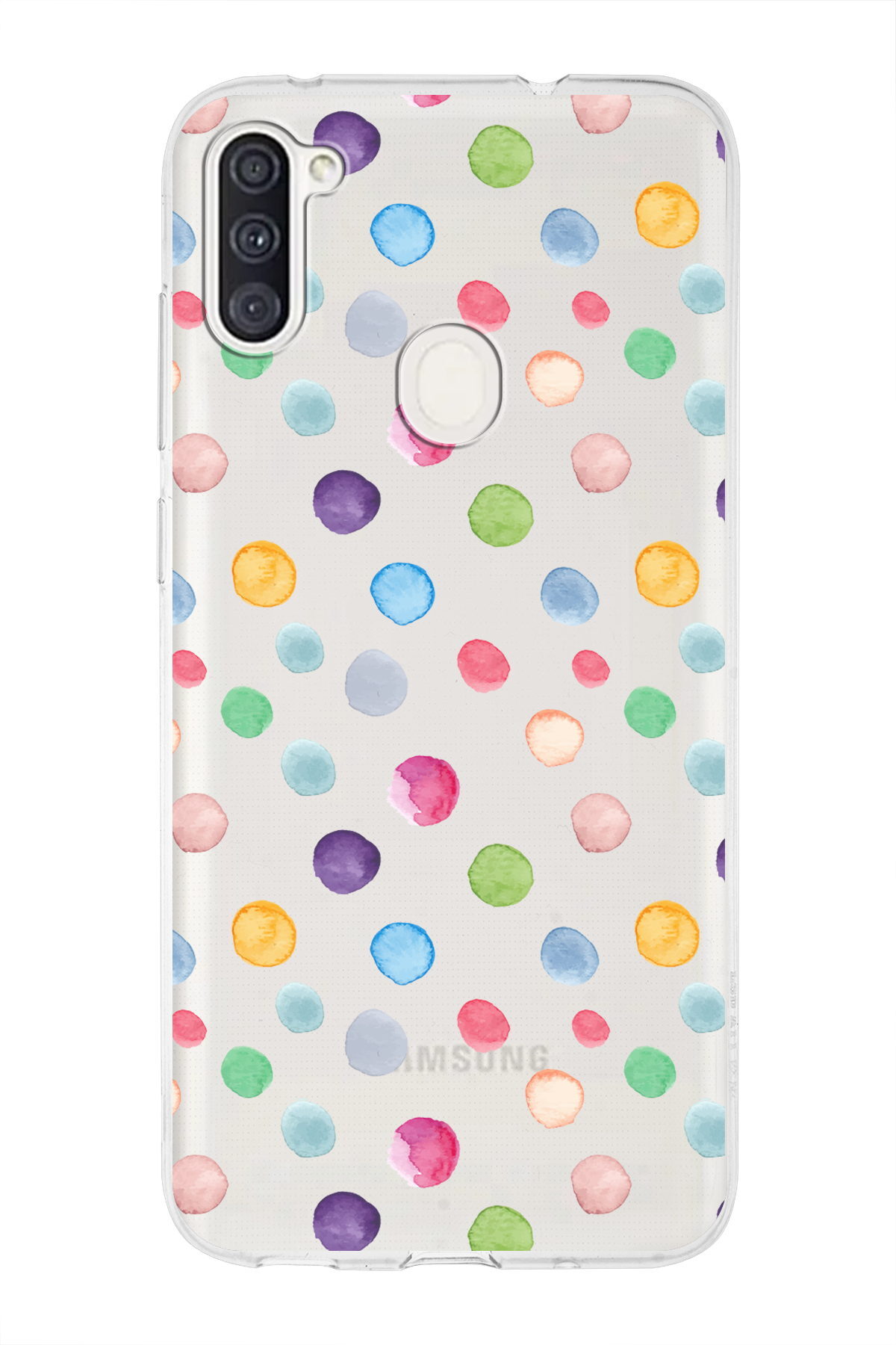 Samsung Galaxy A11 ile Uyumlu 1mm Slim Fit Water Color 6 Baskılı Şeffaf  Kılıf