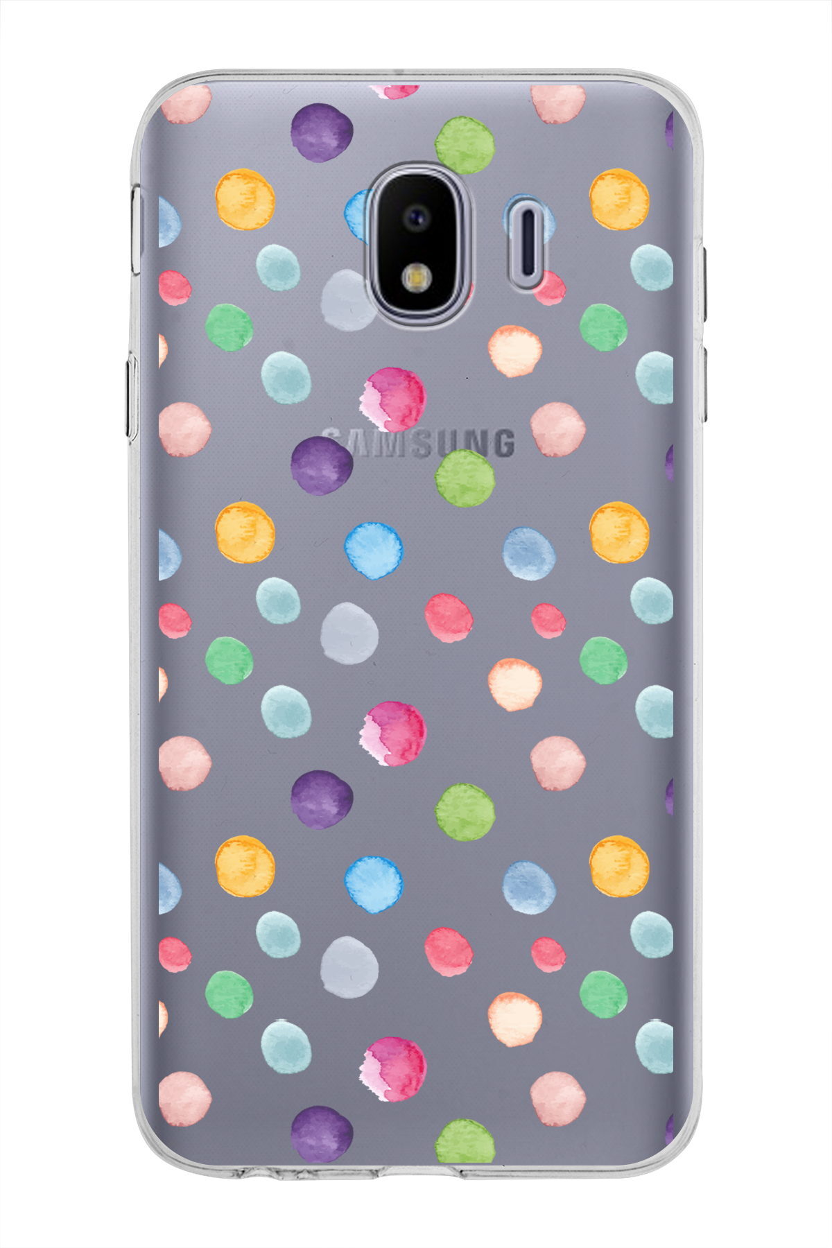 Samsung Galaxy J4 ile Uyumlu 1mm Slim Fit Water Color 6 Baskılı Şeffaf  Kılıf