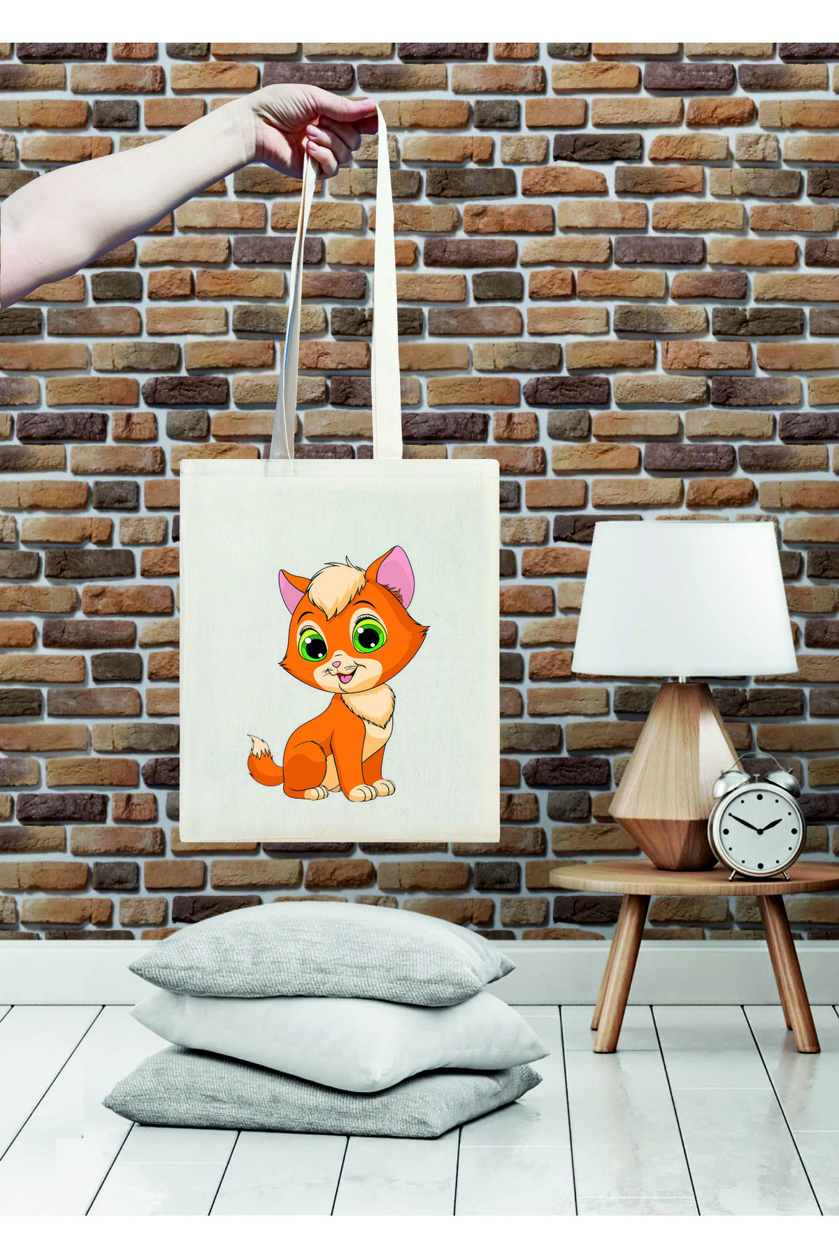 LION CUB Printed Cotton Raw cloth bag 35X40 cm