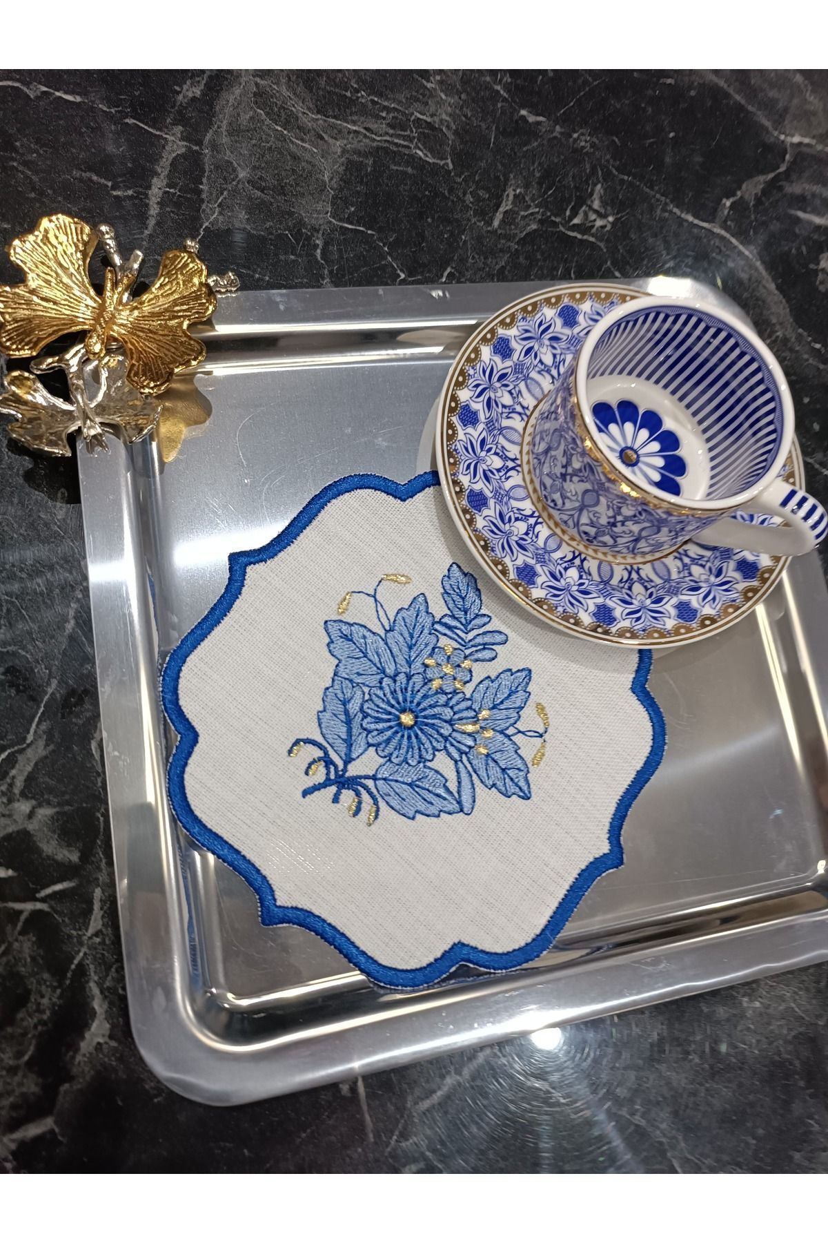 Femme En Bleu Kokteyl Ve Kahve Yanı Sunum Peçetesi 6 Adet