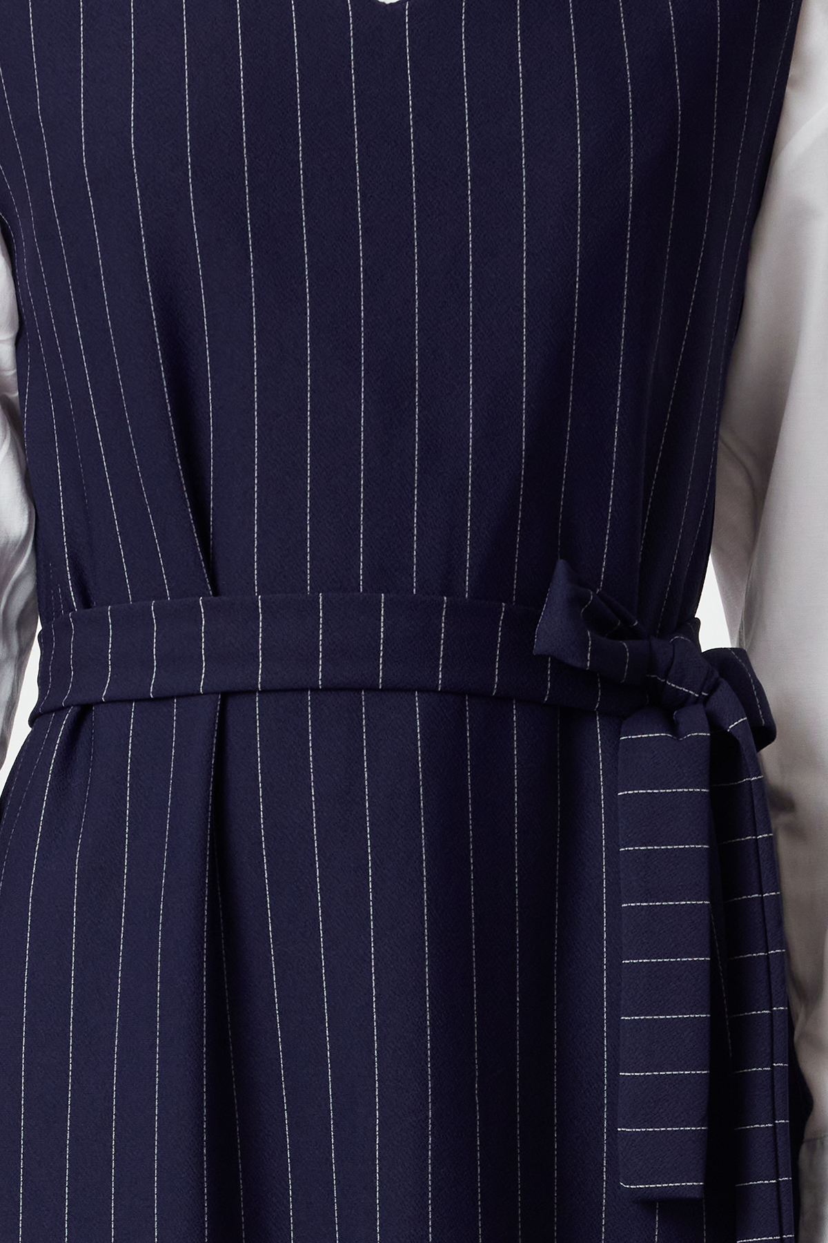 Trendyol Modest Granatowa sukienka z kamizelką w paski - TCTSS24EB00287