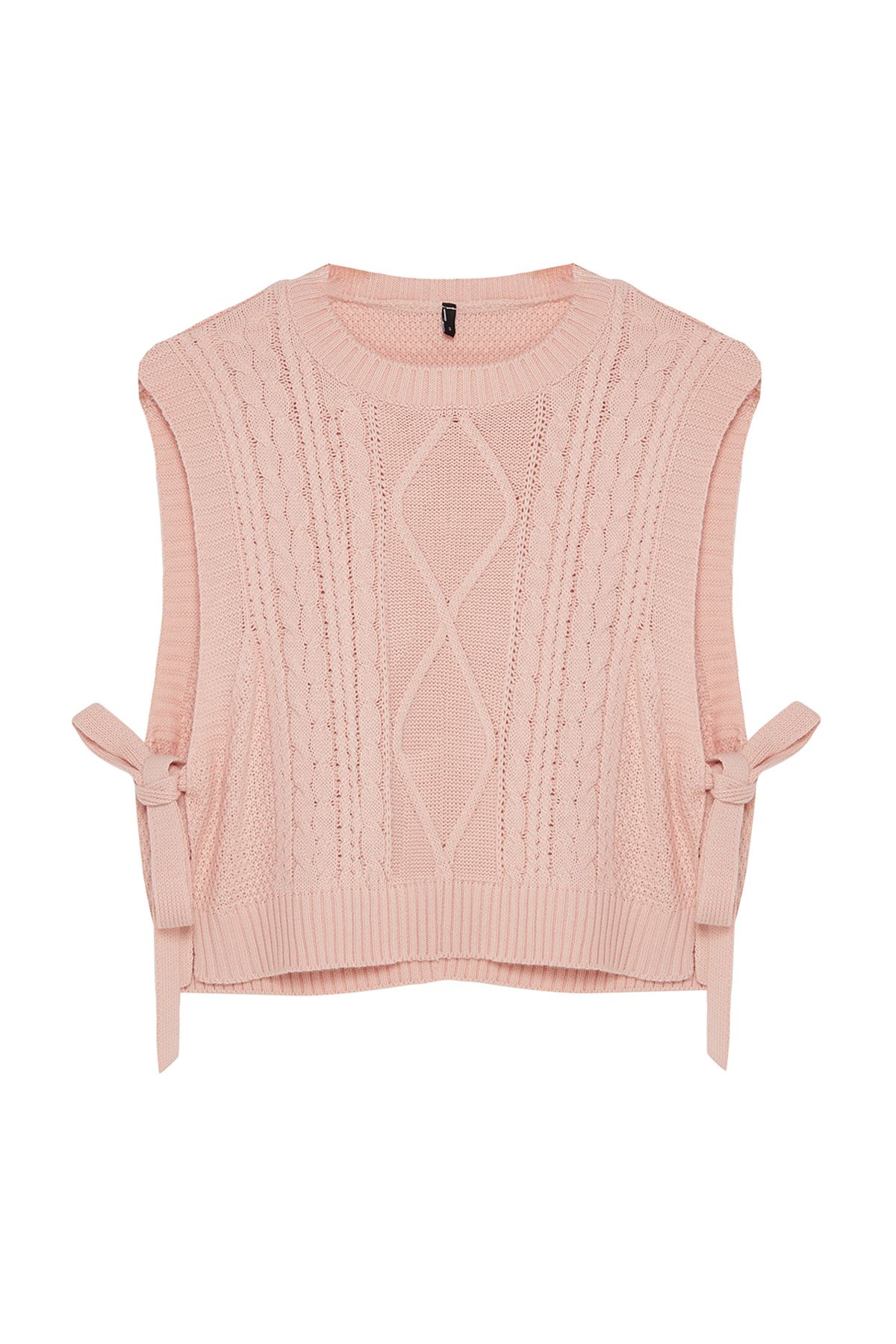 Trendyol Collection-Rosa Crop-Strickpullover mit seitlichem Band/Schleife und Schnürung TWOAW22SV0058 6