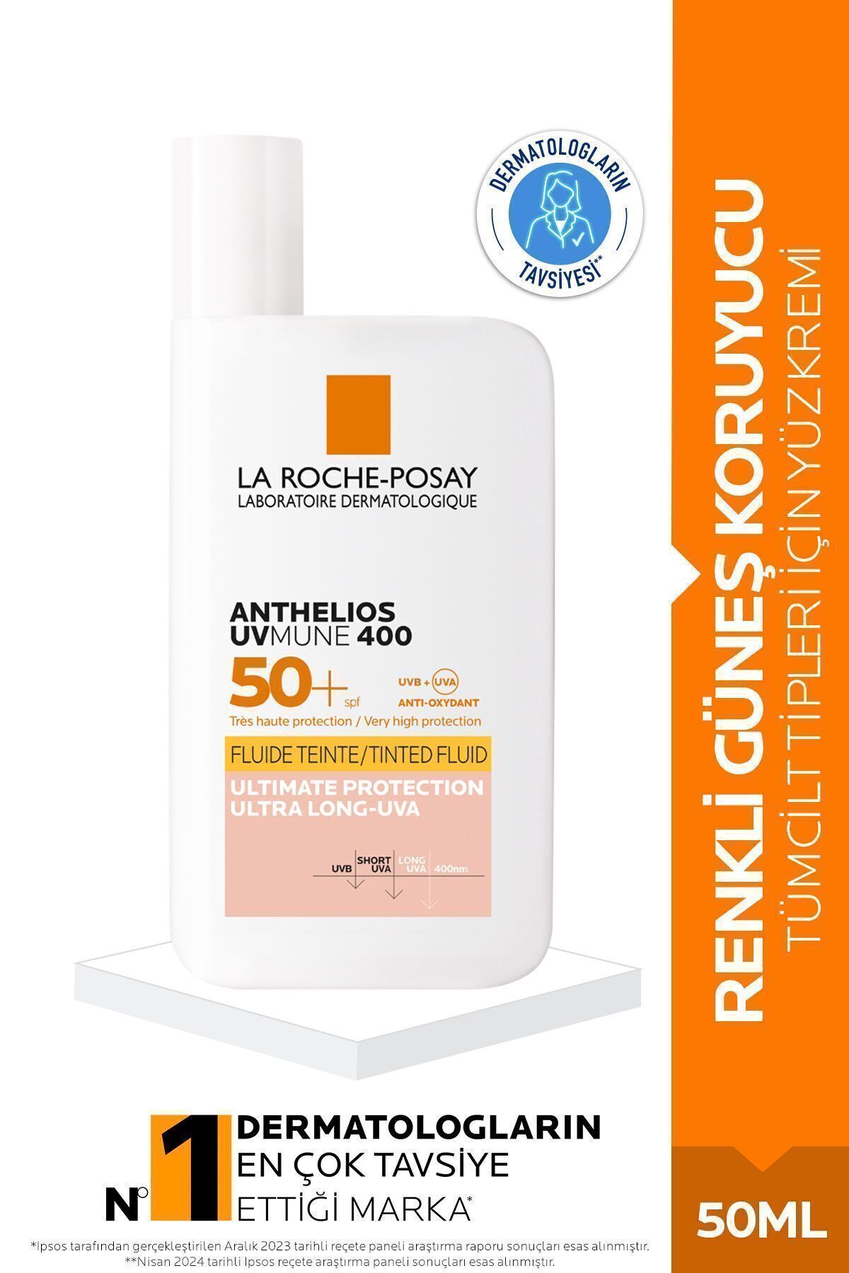 La Roche Posay Anthelios Uvmune400 Invisible Fluid Colour Spf50+ Солнцезащитный крем для лица для всех типов кожи 50 мл 3337875797641