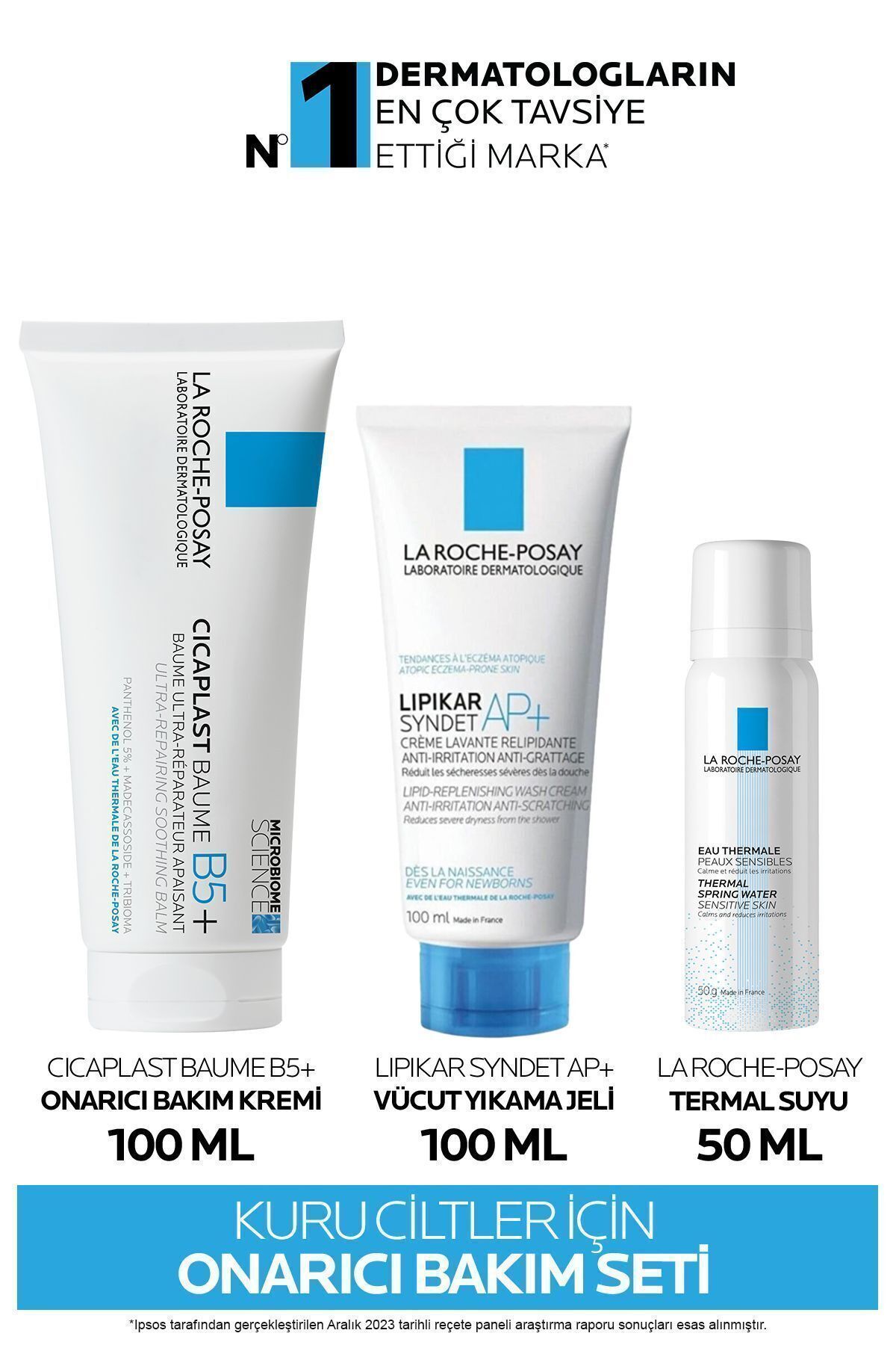 Набор La Roche Posay Repair Care: крем Cicaplast Repair Care 100 мл, гель для стирки липикар 100 мл и термальная вода 50 мл LRP20230026