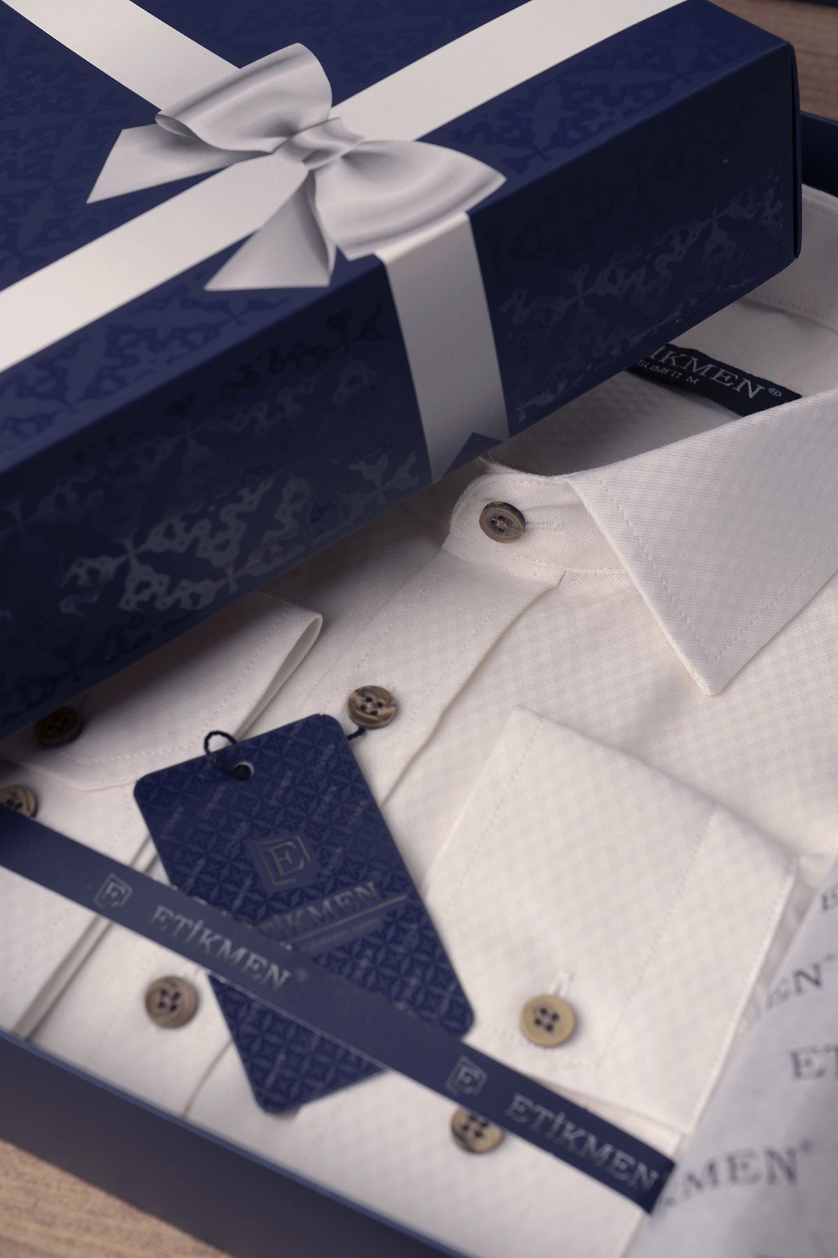 Etikmen-Krémes Baklava mintás Slimfit dobozos ajándék ing 7