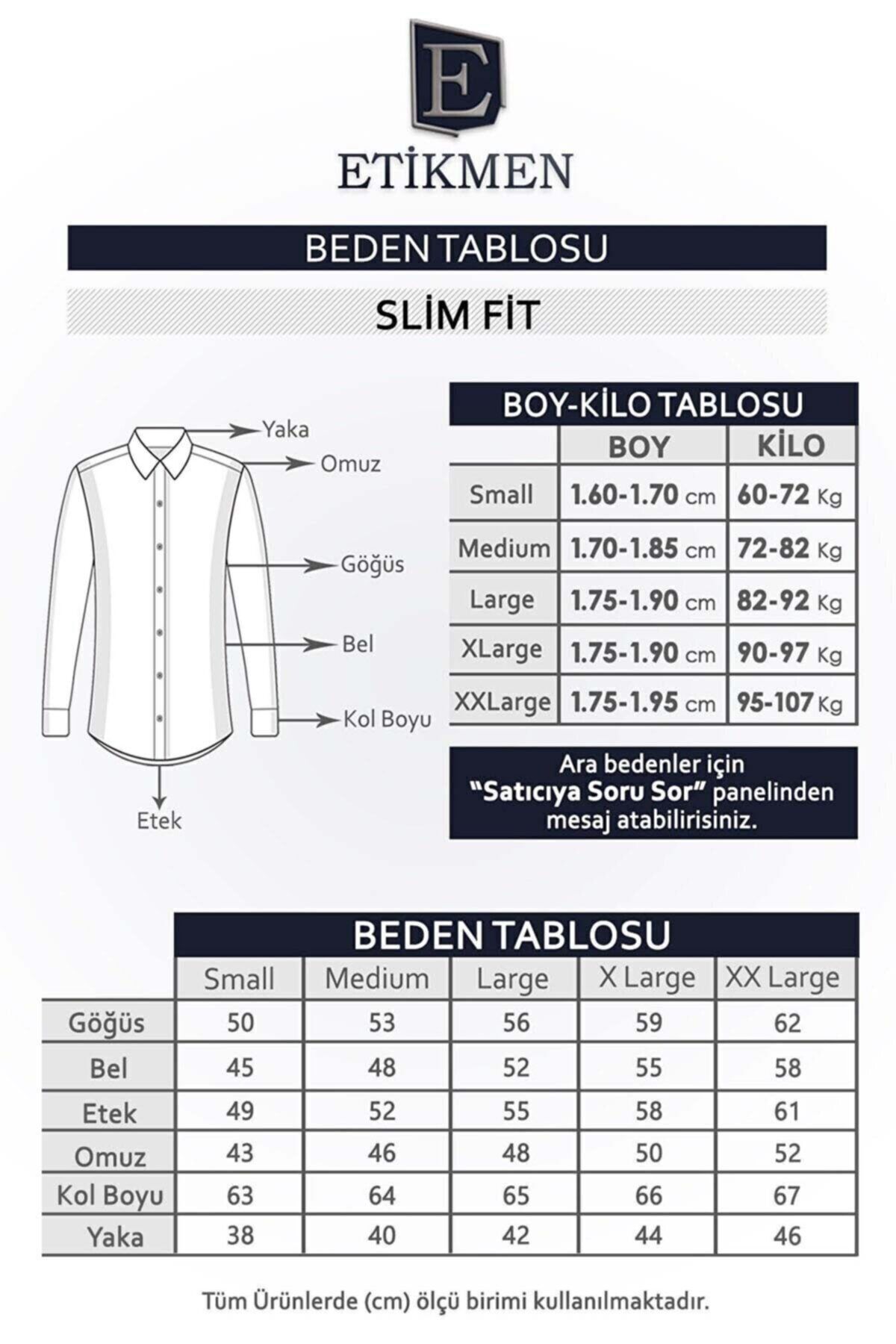 Etikmen-Shirt and Tie Set (burgundy Striped Tie & Blue Checkered Dobby Patterned Slimfit Shirt) 8