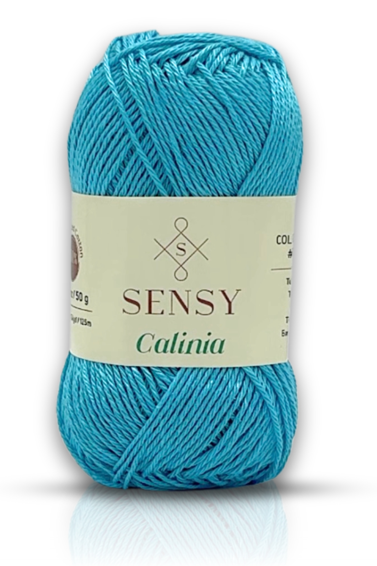 Calinia 100% Mercerized Cotton Knitting Yarn, Lace Yarn, Crochet Yarn, Giza Corn Cotton Yarn Turquoise