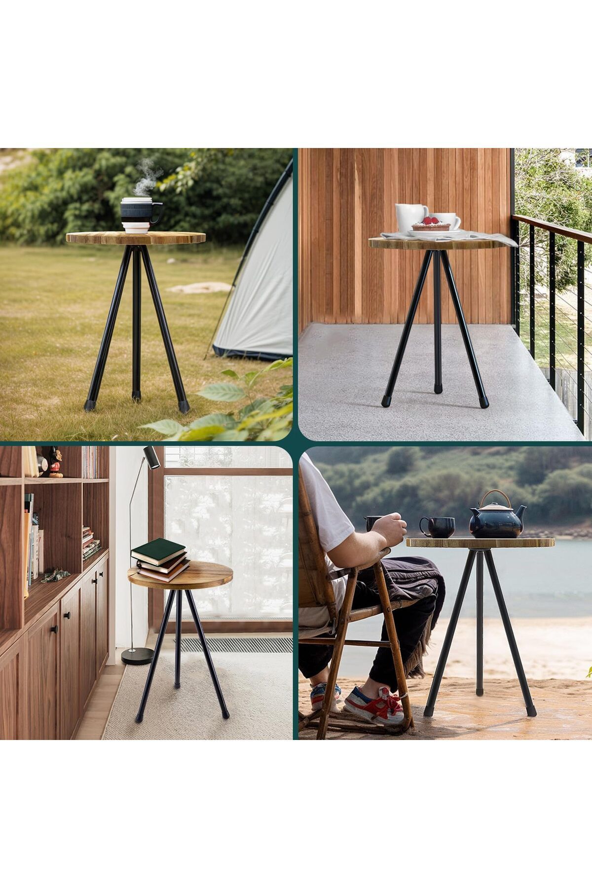 MTRVR-Round Folding Camping Table - Height Adjustable Side Table 5