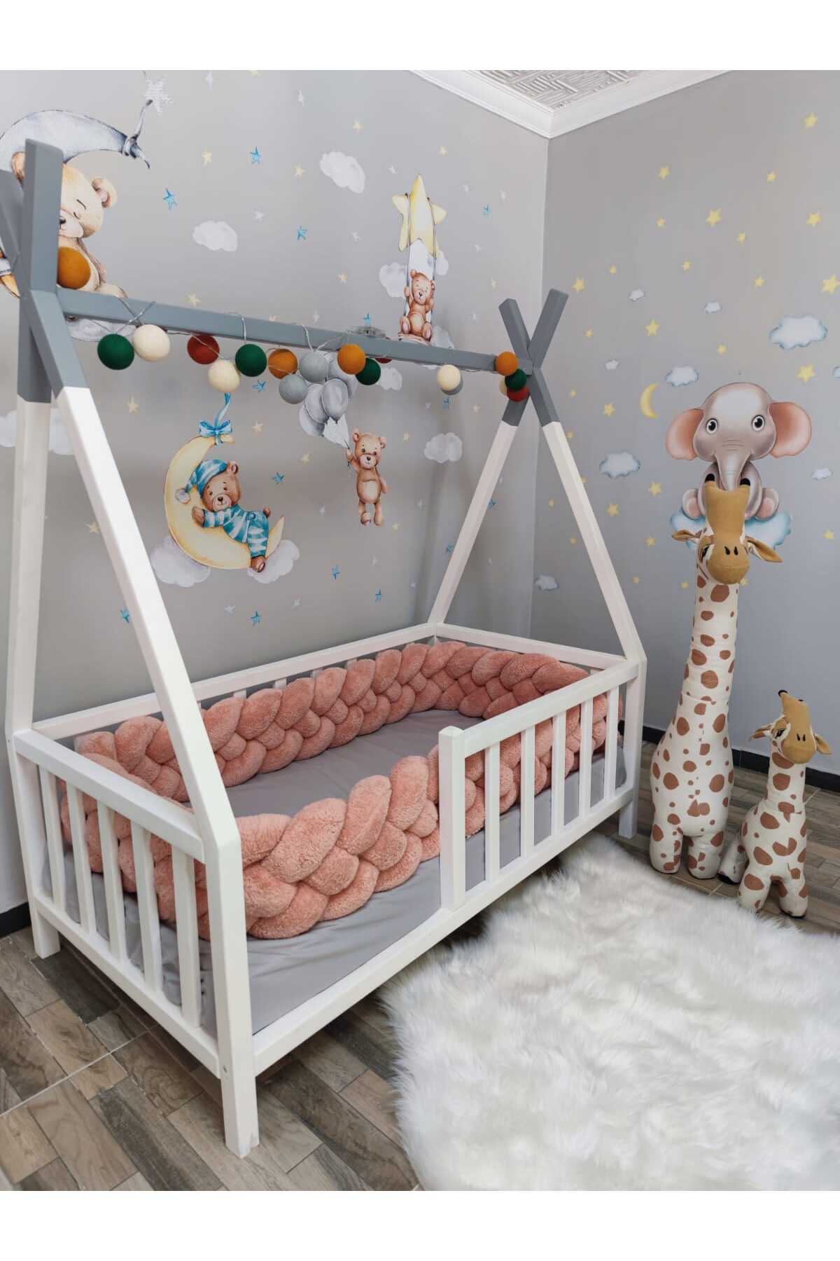 500 CM 4 LÜ PELUŞ ÖRGÜ KORUMA MODELİ YENİ NESİL WELSOFT KUMAŞ (90X190 MONTESSORİ YATAK İÇİN) 3