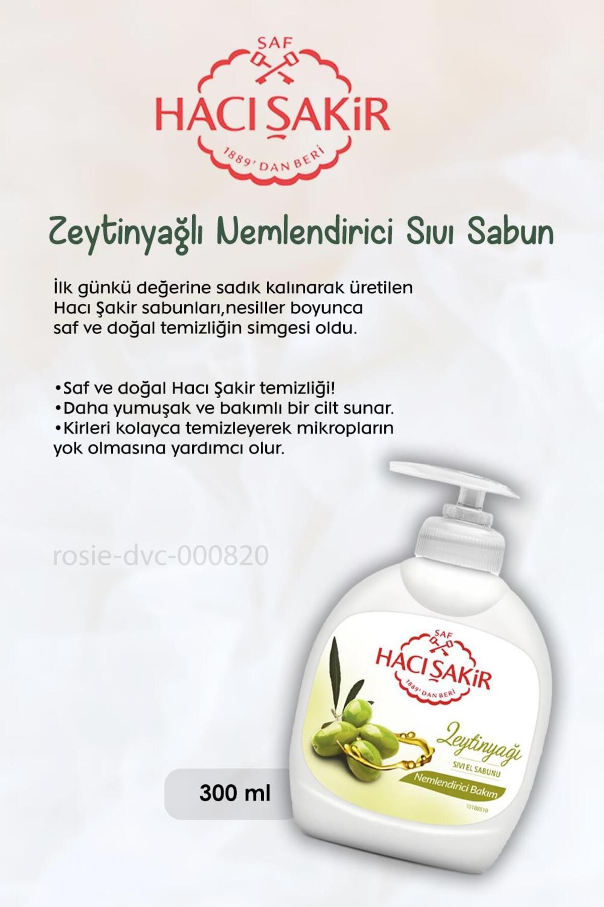صابون مایع روغن زیتون 300 میلی لیتر، شامپو مریم گلی 500 میلی لیتر و رزی Hacı Şakir