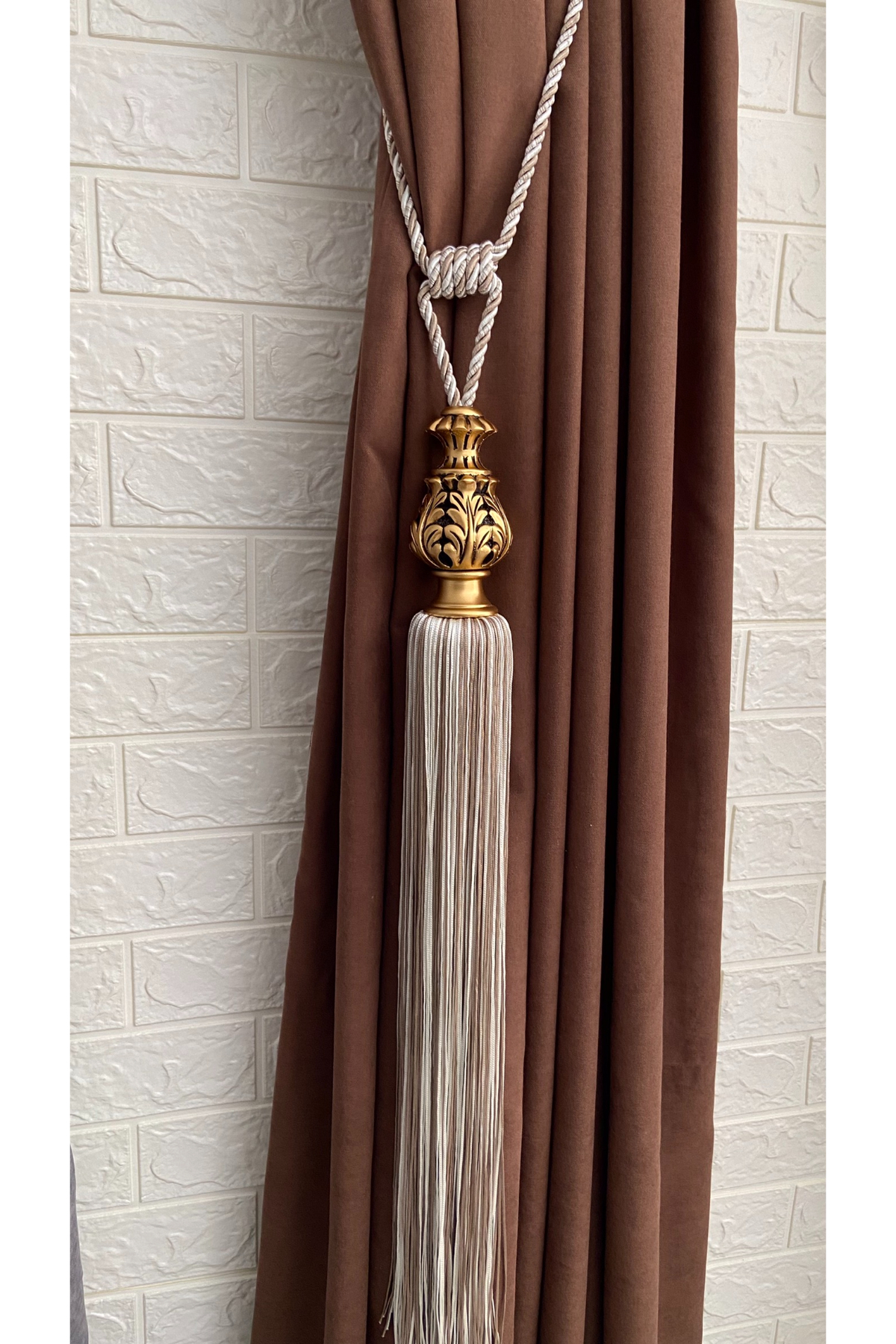 Curtain Accessory Polyester Vase Shah Model  Tasseled  Braçol Cornice 1 Piece