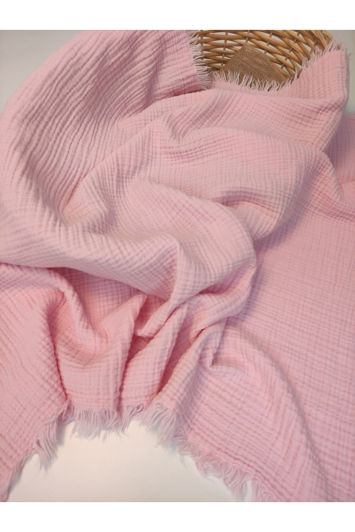 Bebella BEBEK BATTANİYESİ 4 KATLI MÜSLİN SAÇAKLI %100 PAMUKLU BEBEK PUSET ÖRTÜSÜ 100x120 cm HEDİYELİK fotoğrafı 6 (önizleme)