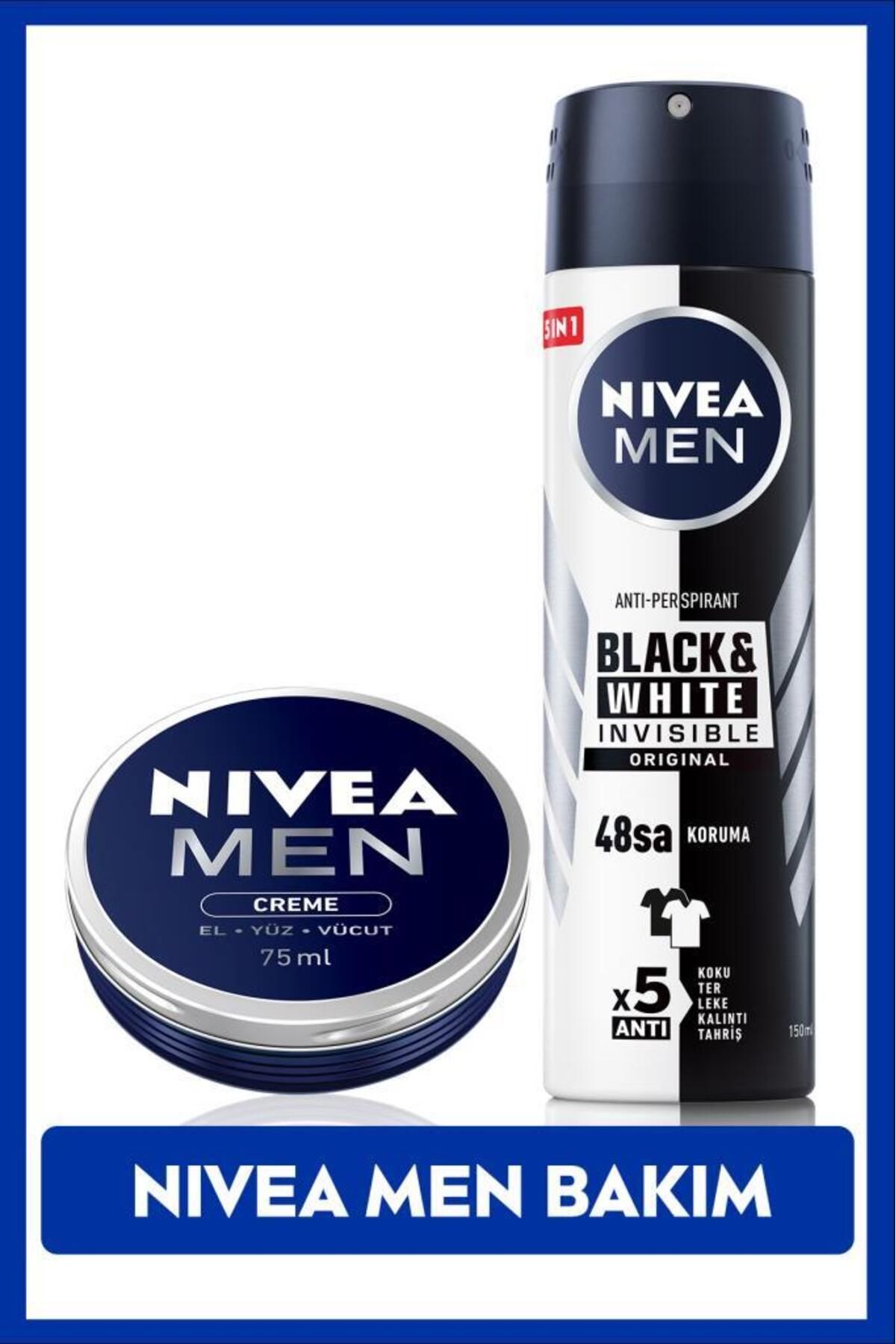 NIVEA MEN Дезодорант-спрей Black&White Invesible Original 150 мл и увлажняющий крем для ухода за мужчинами 75 мл SET.NVE.962