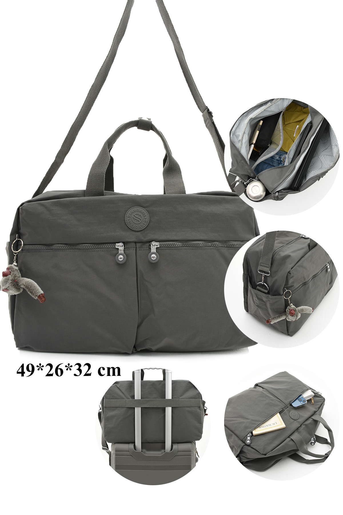 YOGII Asco Model Unısex Büyük Boy Su Geçirmez Krinkıl Kumaş Çapraz Ve Omuz Askılı Seyahat Spor Tatil Çanta