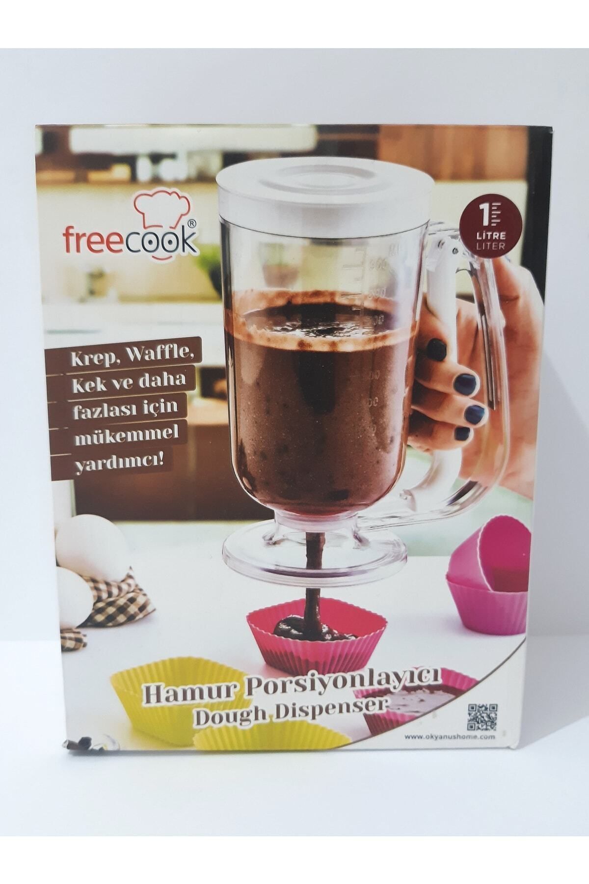 renkli çiçekler-Dough Dispenser with Wooden Lid and Mechanism for Pancakes, Waffles, Cakes and More 7