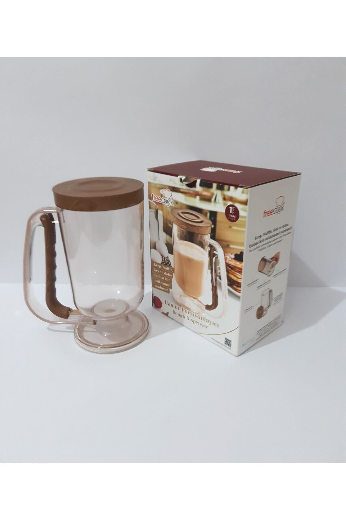 renkli çiçekler-Dough Dispenser with Wooden Lid and Mechanism for Pancakes, Waffles, Cakes and More 1