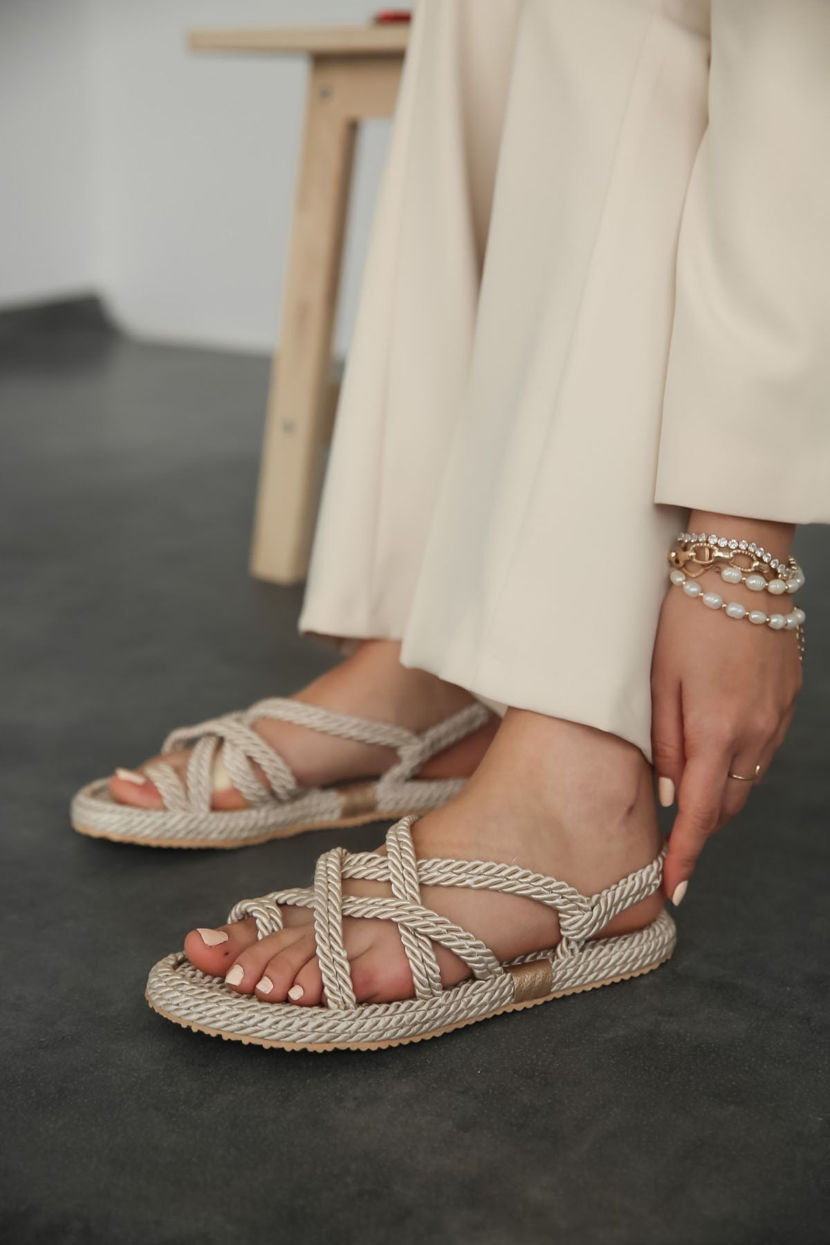ZENNESHOES-Rope Knitted Mink Sandals 2