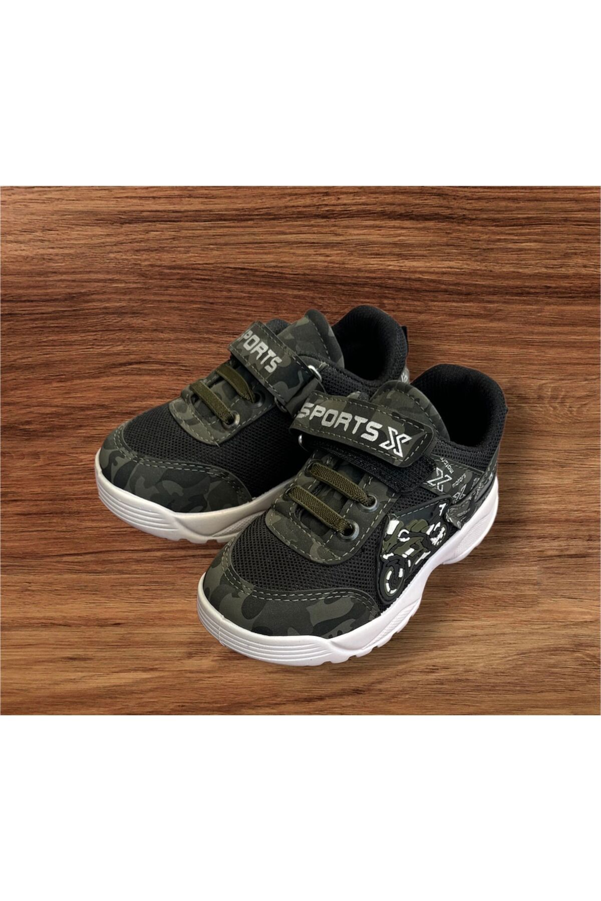 Daye-Boy's Khaki Sneakers - Velcro Sports Shoes 2