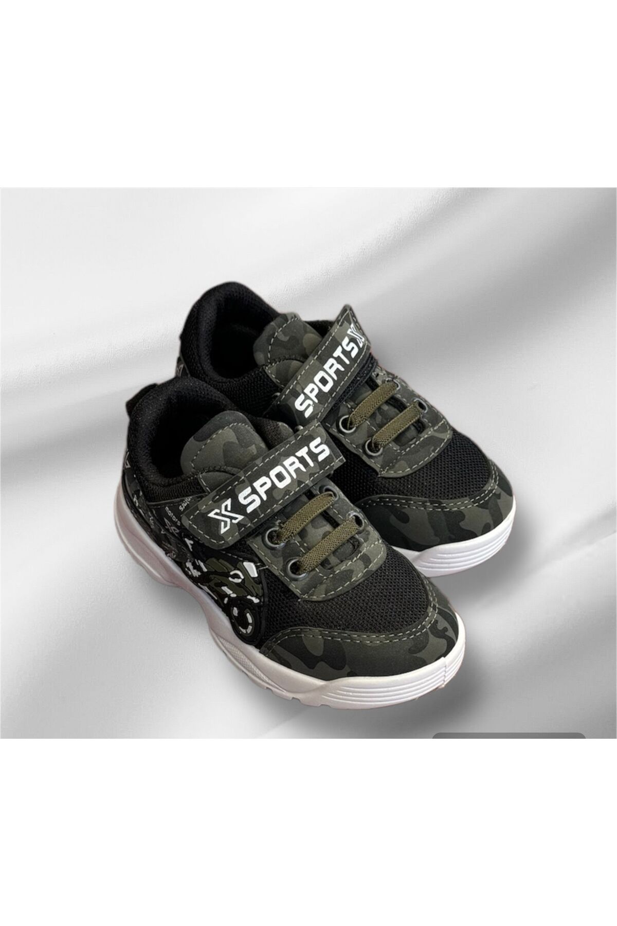 Daye-Boy's Khaki Sneakers - Velcro Sports Shoes 1