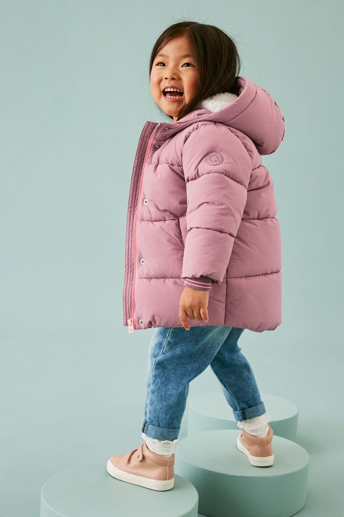 Next Baby Pink Full Fleece Lined Waterproof Coat fotoğrafı 4 (önizleme)