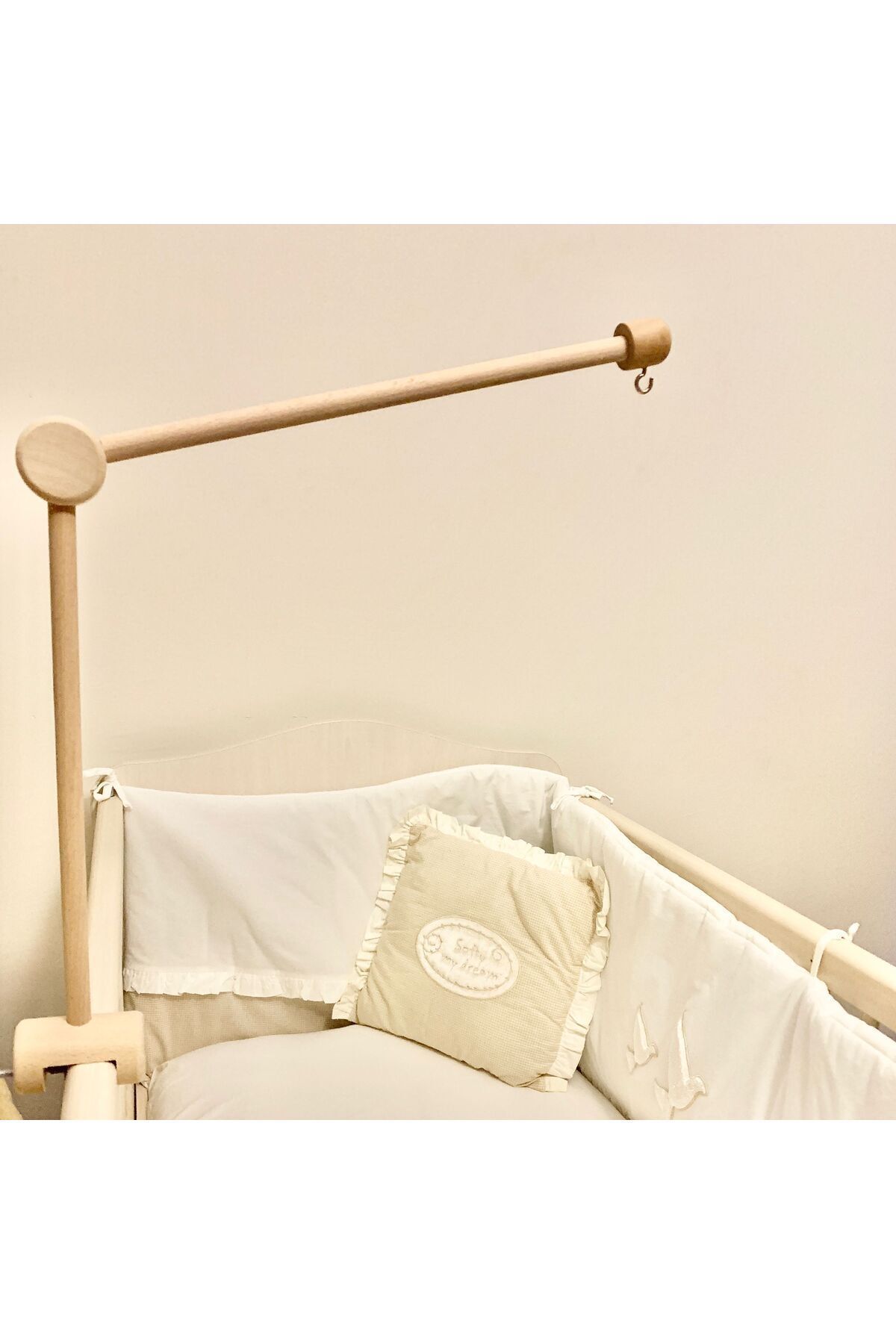 pikukid Ahşap Dönence Askısı Doğal Renk,montessori Mobil Beşik Askısı, Ayarlanabilir Dönence Askısı fotoğrafı 4 (önizleme)