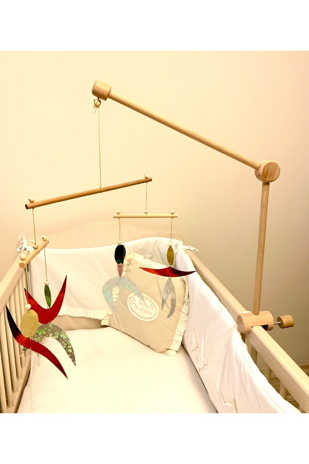 pikukid Ahşap Dönence Askısı Doğal Renk,montessori Mobil Beşik Askısı, Ayarlanabilir Dönence Askısı fotoğrafı 6 (önizleme)