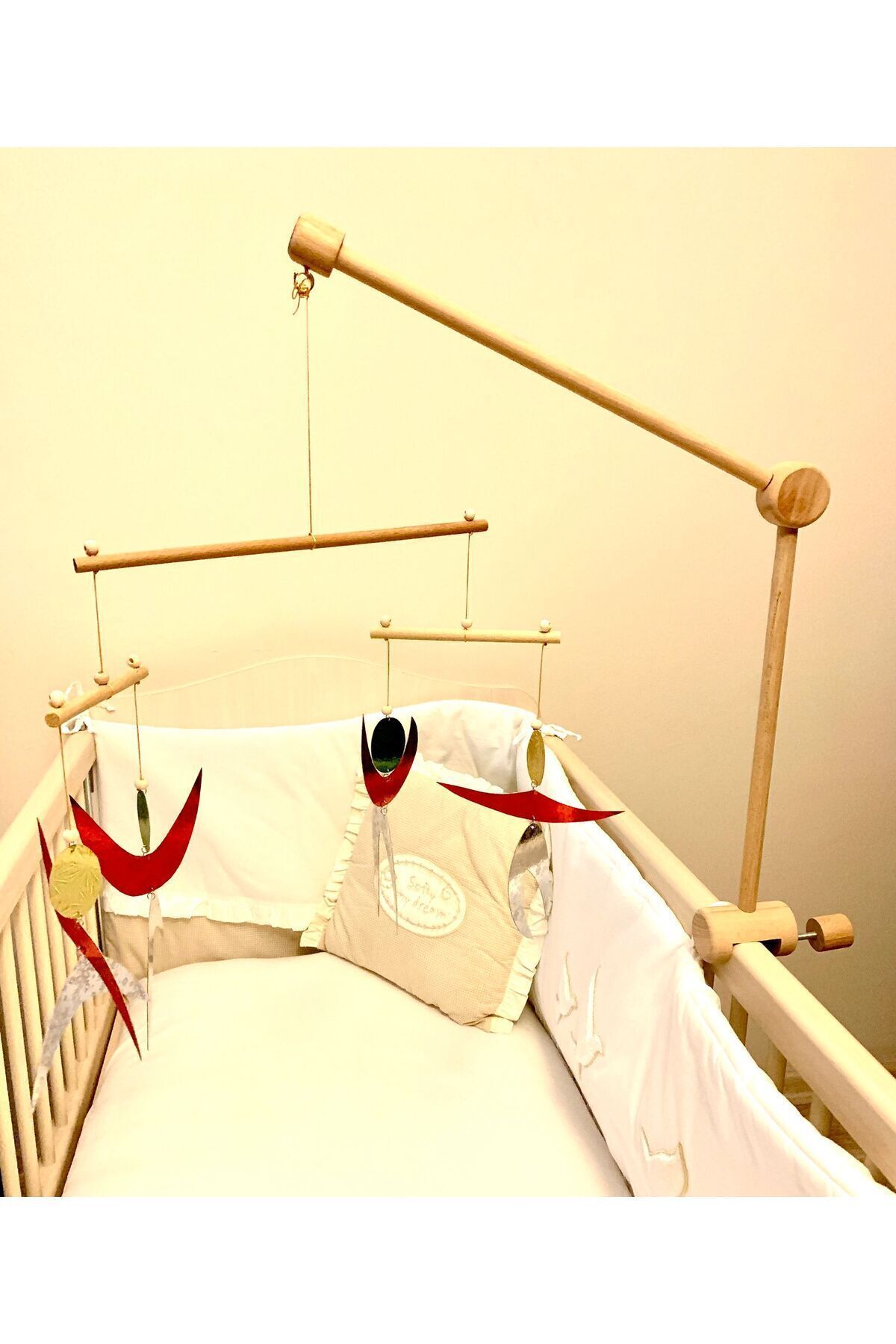 pikukid Ahşap Dönence Askısı Doğal Renk,montessori Mobil Beşik Askısı, Ayarlanabilir Dönence Askısı fotoğrafı 7 (önizleme)