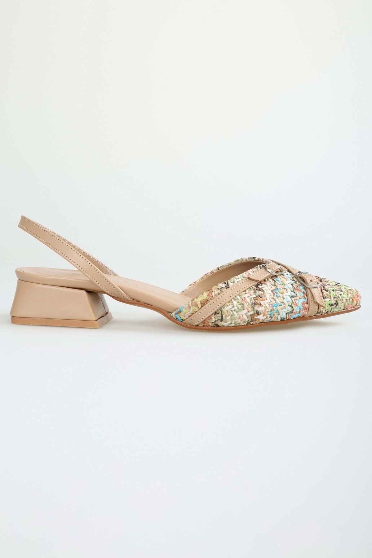 Shoeberry-Ciao Bunte Ballerinas mit Gürtelschnalle aus Stroh für Damen 4