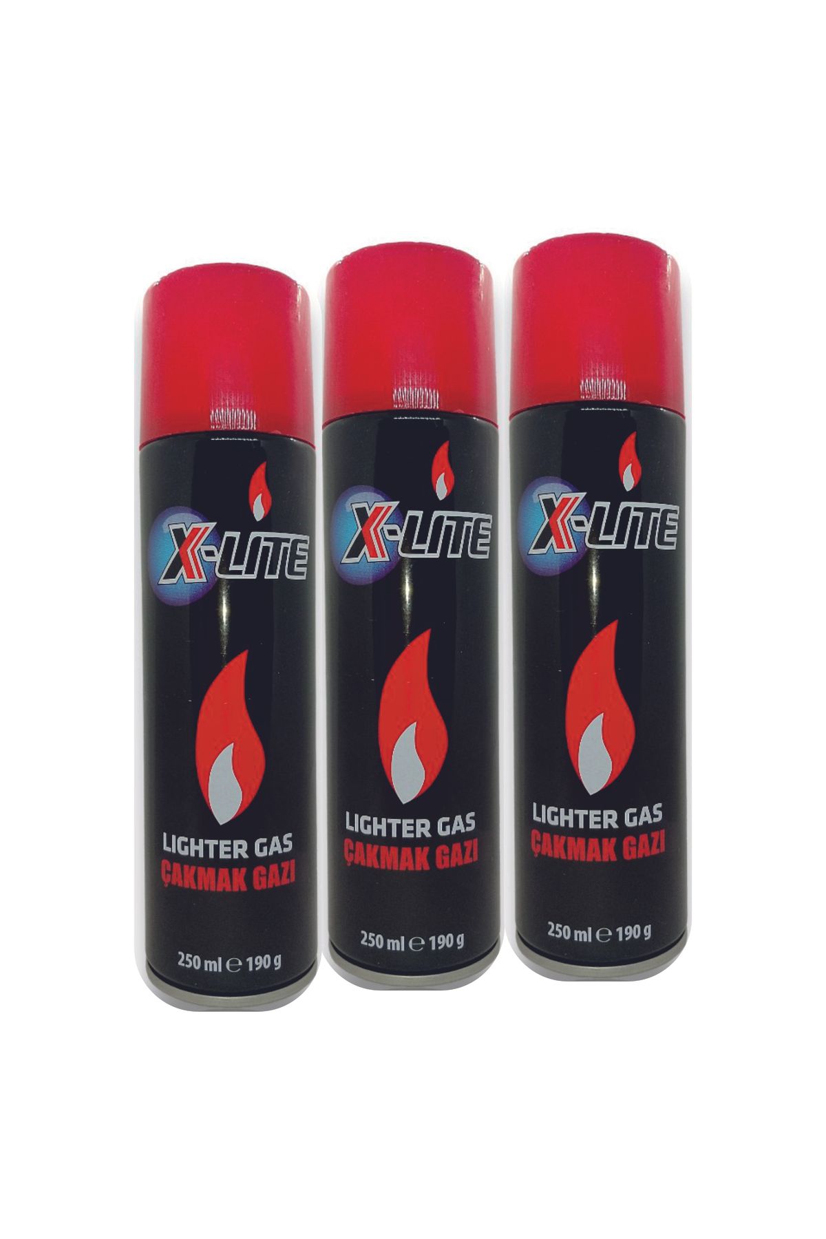 X-Lite Çakmak Gazı. Tüm Gazlı Çakmaklarda Kullanılabilecek, Yüksek Kaliteli, 250 ml./190 gr  3Adet