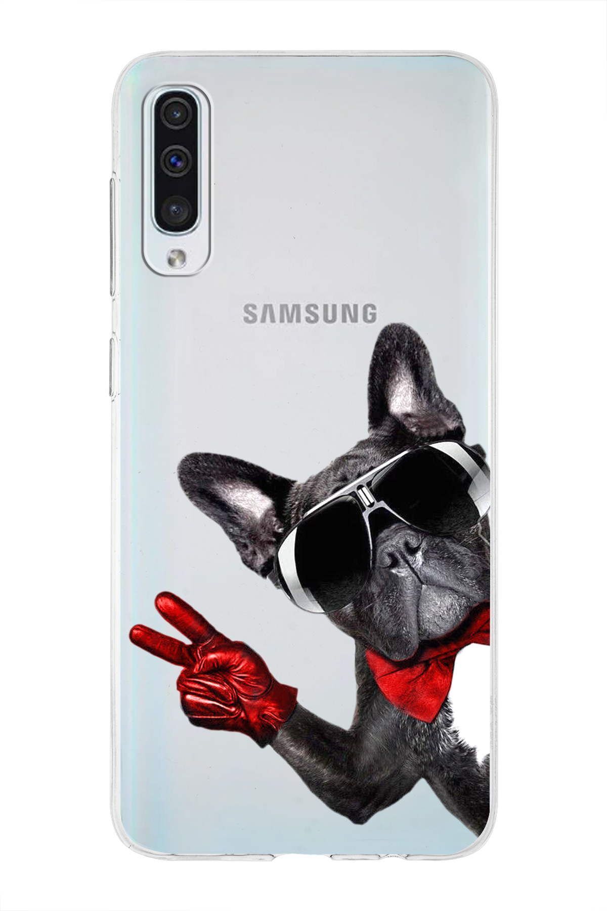 Samsung Galaxy A50 ile Uyumlu 1mm Slim Fit Köpek 2 050e Baskılı Şeffaf Kılıf