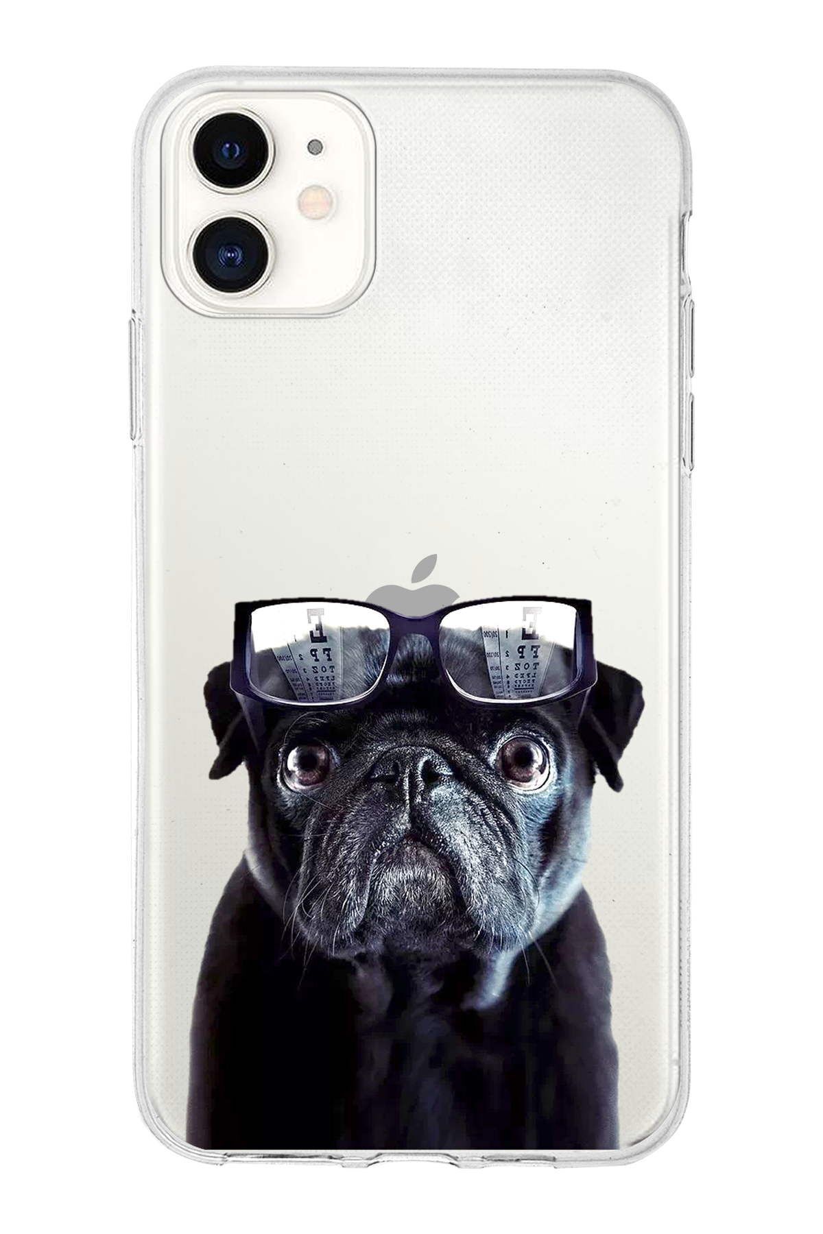 PrintiFy Apple iPhone 11 ile Uyumlu 1mm Slim Fit Köpek 3 050f Baskılı Şeffaf Kılıf