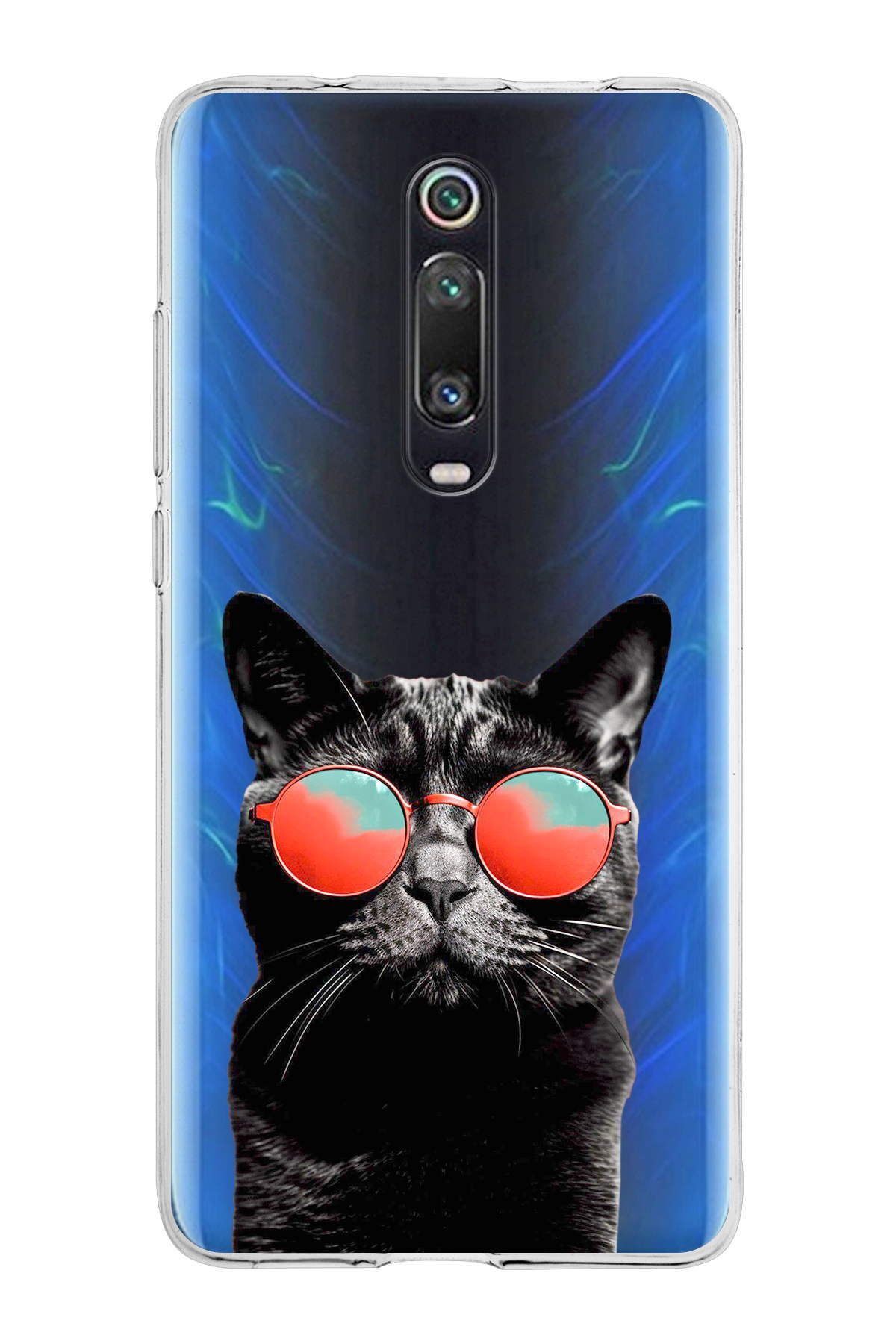 Xiaomi Mi 9T ile Uyumlu 1mm Slim Fit Kedi 3 050d Baskılı Şeffaf Kılıf