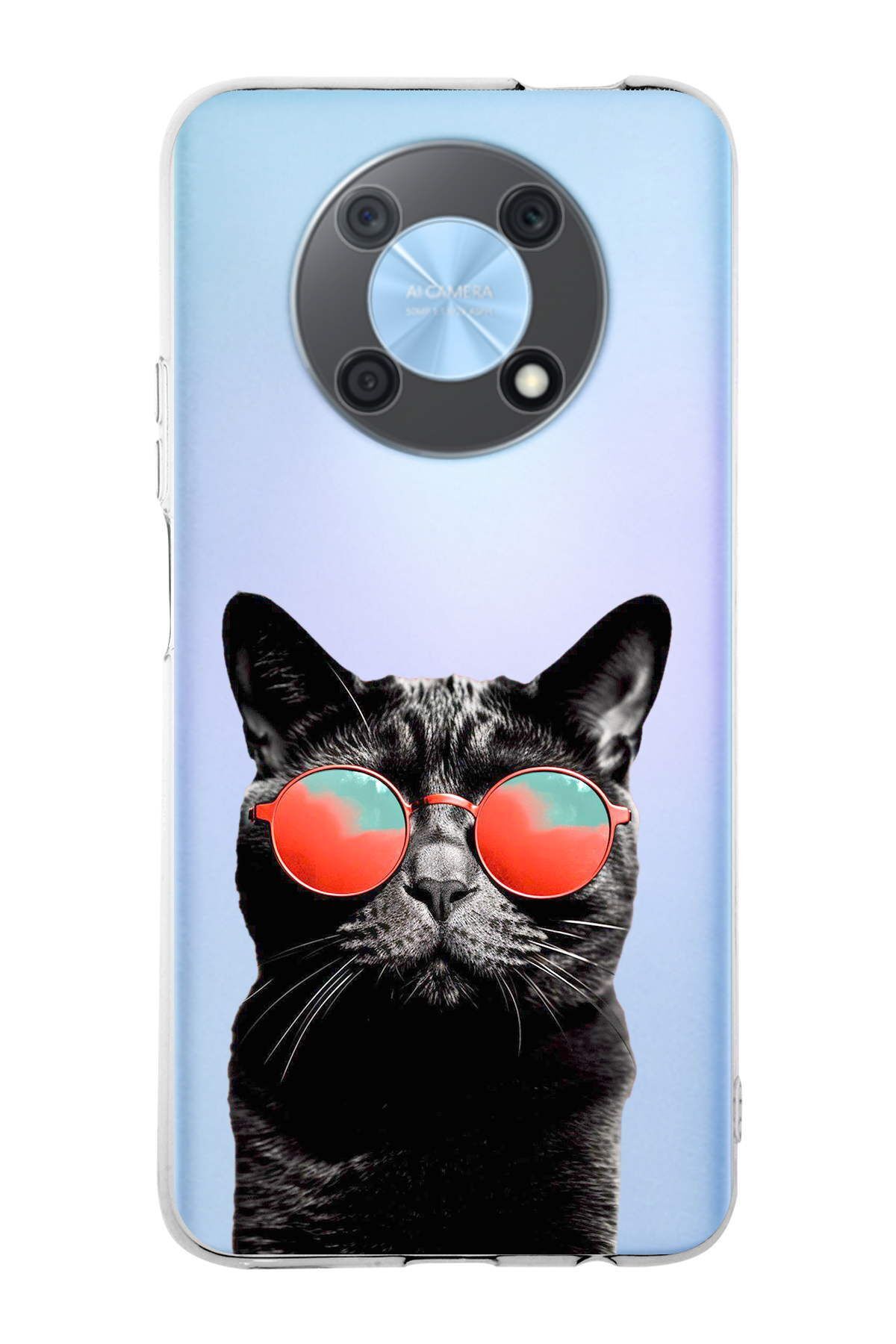Huawei Nova Y90 ile Uyumlu 1mm Slim Fit Kedi 3 050d Baskılı Şeffaf Kılıf